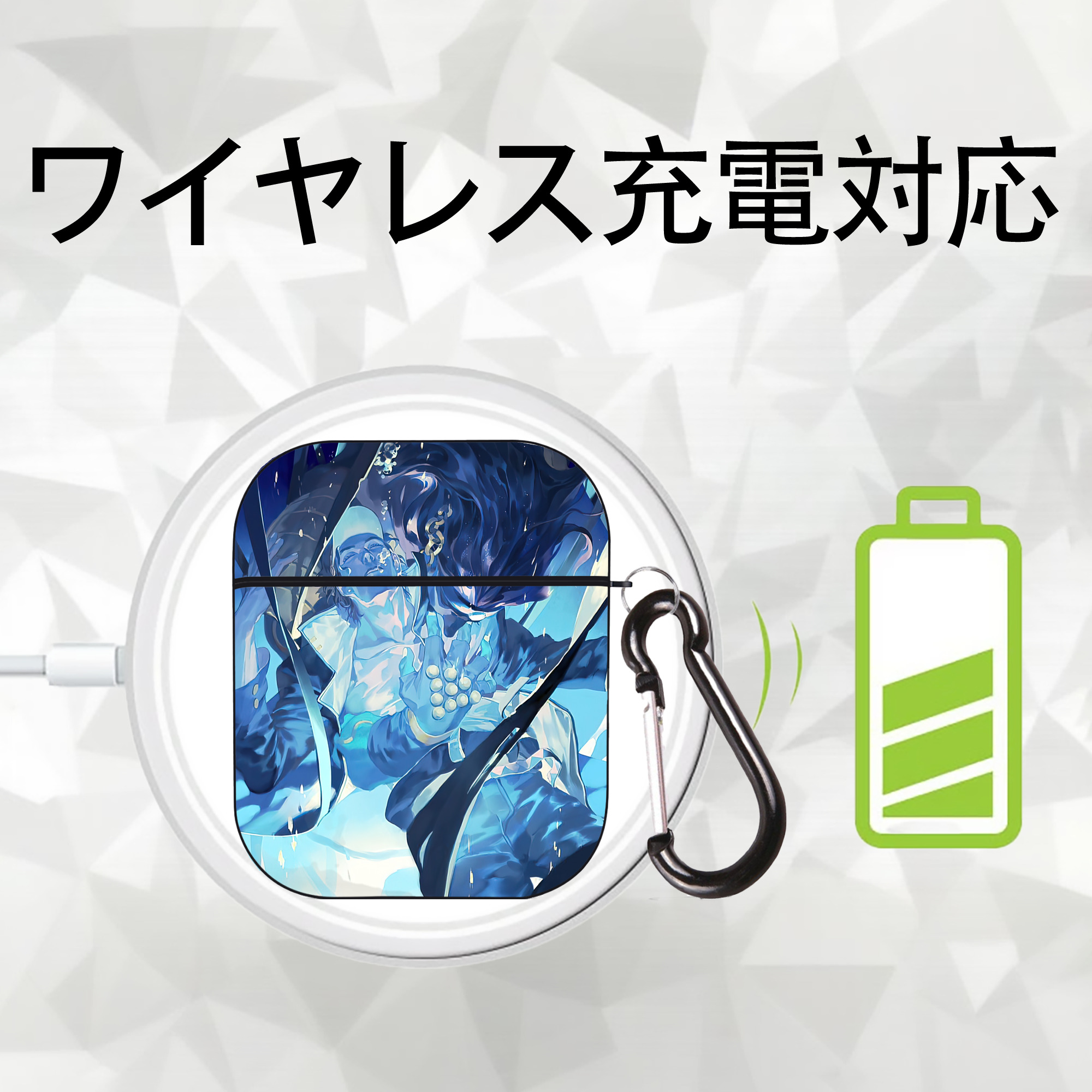 ジョジョの奇妙な冒険 JoJo's Bizarre Adventure AirPods 第2世代保護ケース ハードシェル ブラック 耐衝撃・防指紋・カラビナ付き