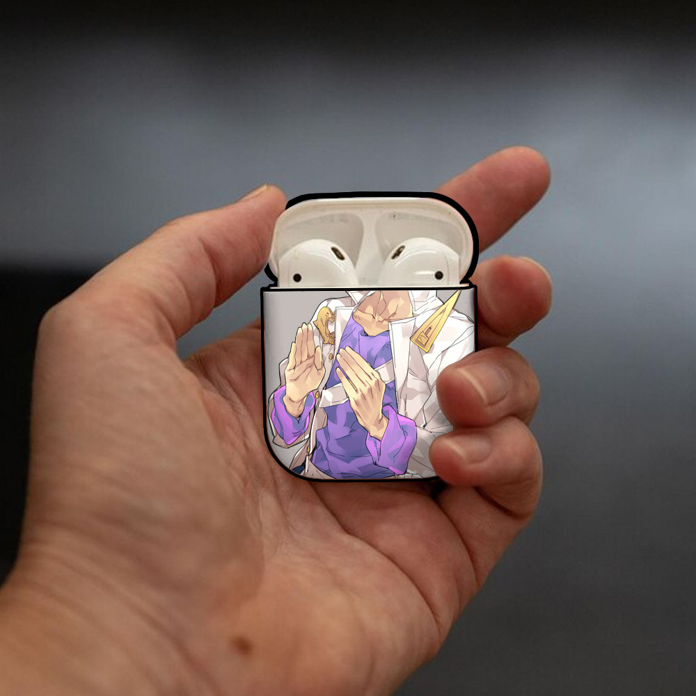 ジョジョの奇妙な冒険 JoJo's Bizarre Adventure AirPods 第2世代保護ケース ハードシェル ブラック 耐衝撃・防指紋・カラビナ付き
