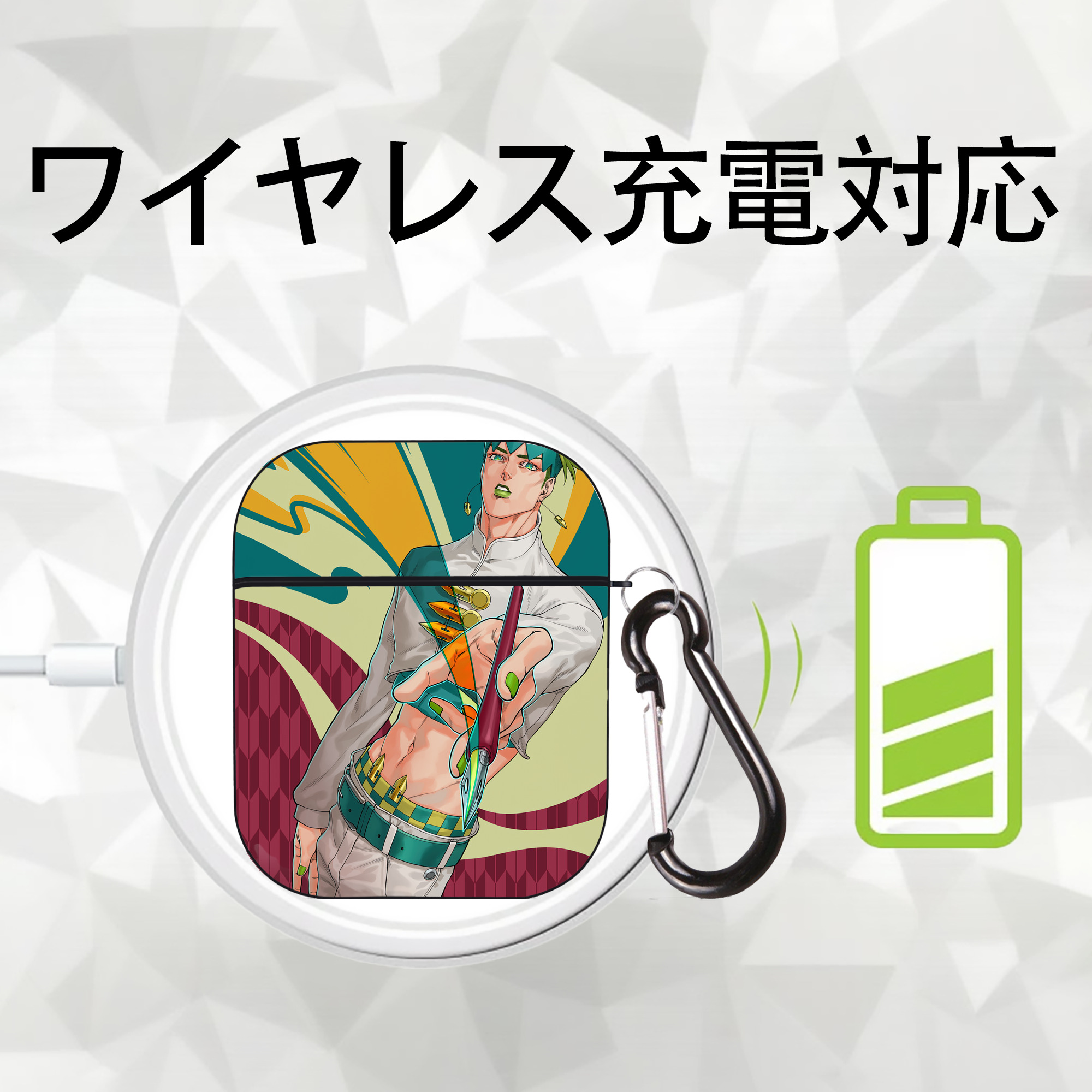 ジョジョの奇妙な冒険 JoJo's Bizarre Adventure AirPods 第2世代保護ケース ハードシェル ブラック 耐衝撃・防指紋・カラビナ付き