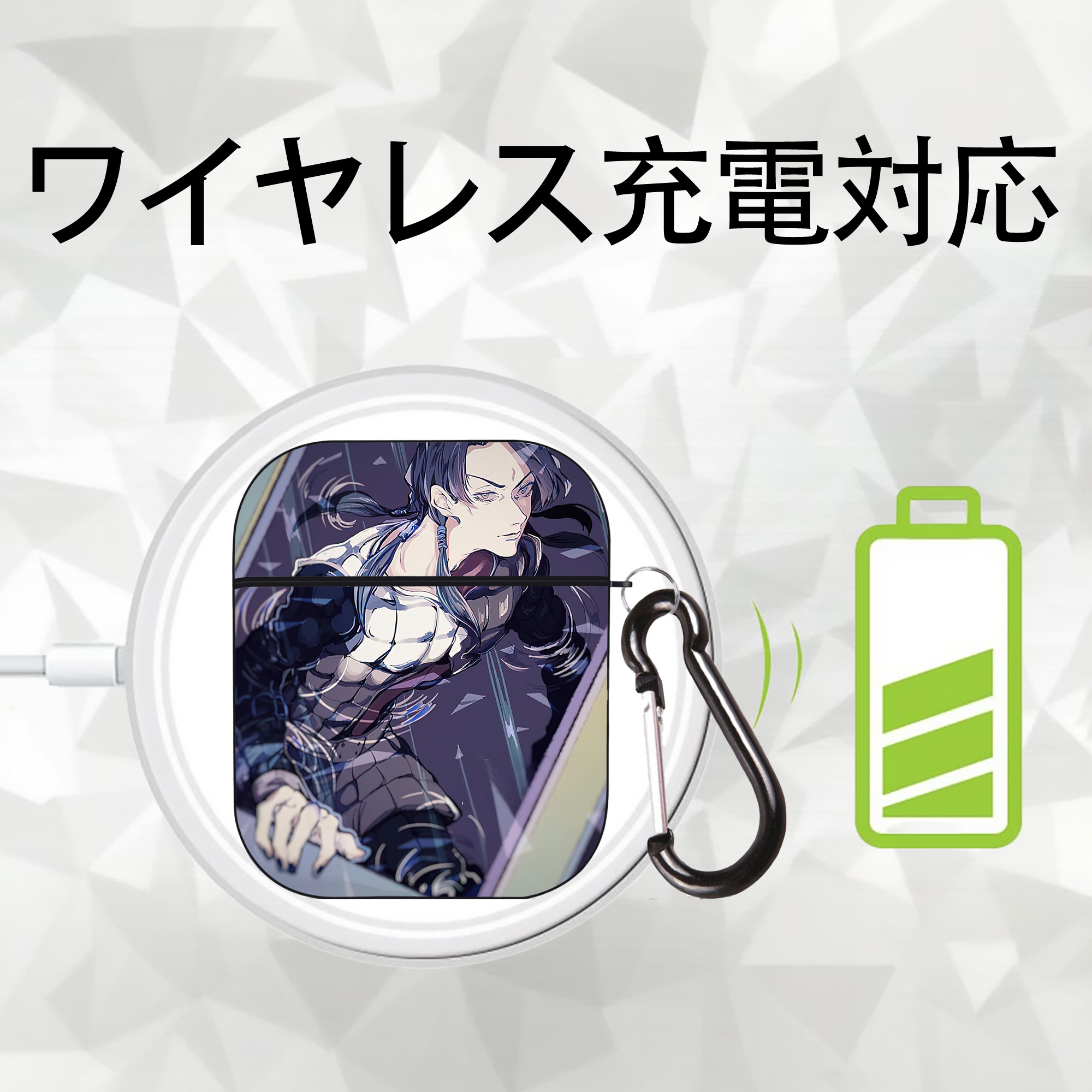 ジョジョの奇妙な冒険 JoJo's Bizarre Adventure AirPods 第2世代保護ケース ハードシェル ブラック 耐衝撃・防指紋・カラビナ付き