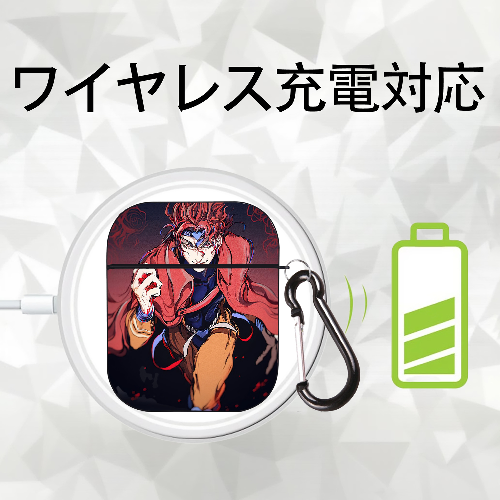 ジョジョの奇妙な冒険 JoJo's Bizarre Adventure AirPods 第2世代保護ケース ハードシェル ブラック 耐衝撃・防指紋・カラビナ付き