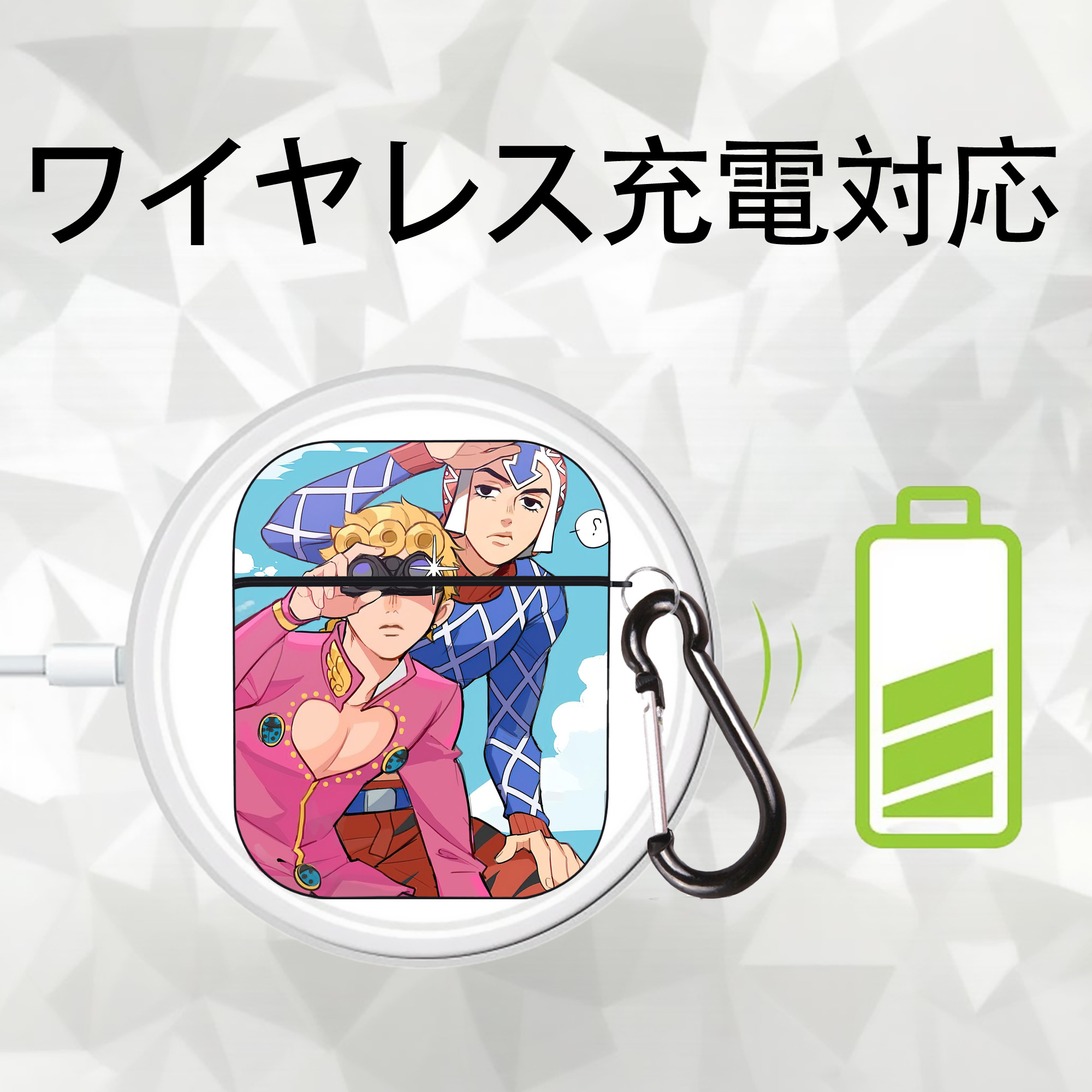 ジョジョの奇妙な冒険 JoJo's Bizarre Adventure AirPods 第2世代保護ケース ハードシェル ブラック 耐衝撃・防指紋・カラビナ付き