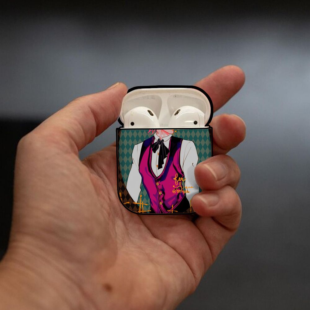 ジョジョの奇妙な冒険 JoJo's Bizarre Adventure AirPods 第2世代保護ケース ハードシェル ブラック 耐衝撃・防指紋・カラビナ付き