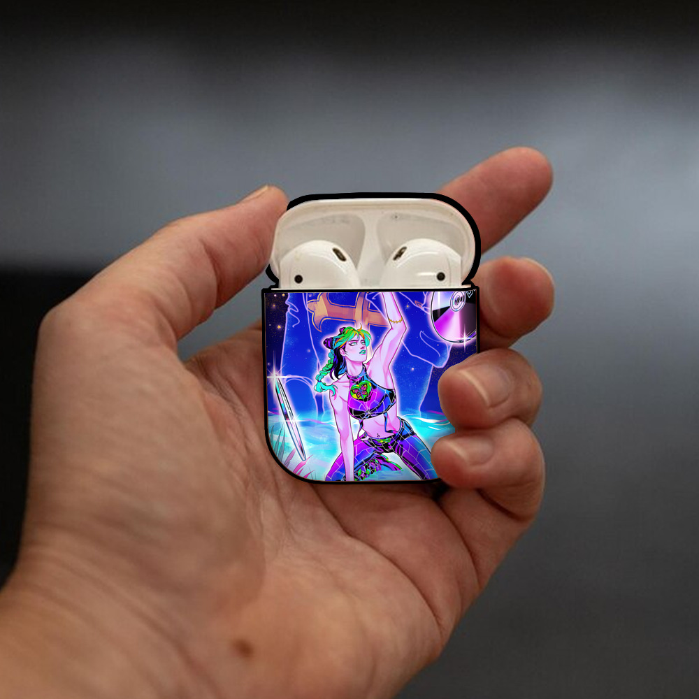 ジョジョの奇妙な冒険 JoJo's Bizarre Adventure AirPods 第2世代保護ケース ハードシェル ブラック 耐衝撃・防指紋・カラビナ付き