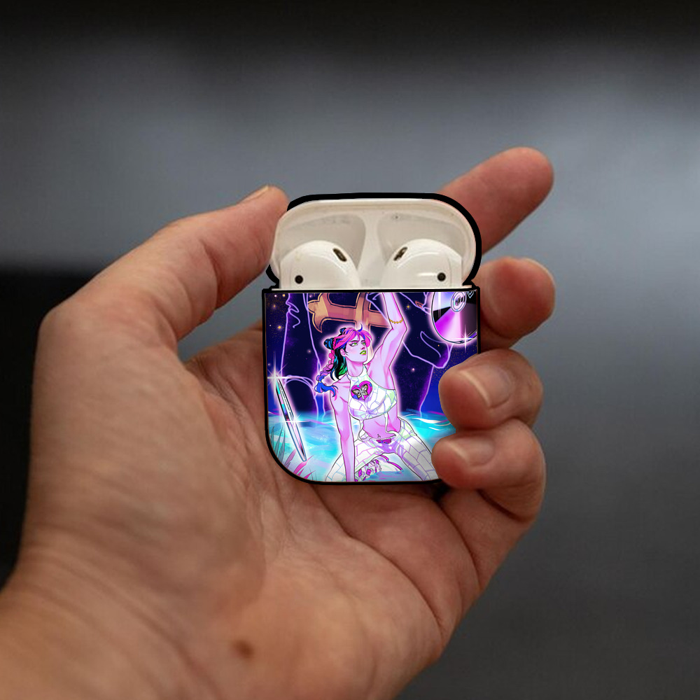 ジョジョの奇妙な冒険 JoJo's Bizarre Adventure AirPods 第2世代保護ケース ハードシェル ブラック 耐衝撃・防指紋・カラビナ付き