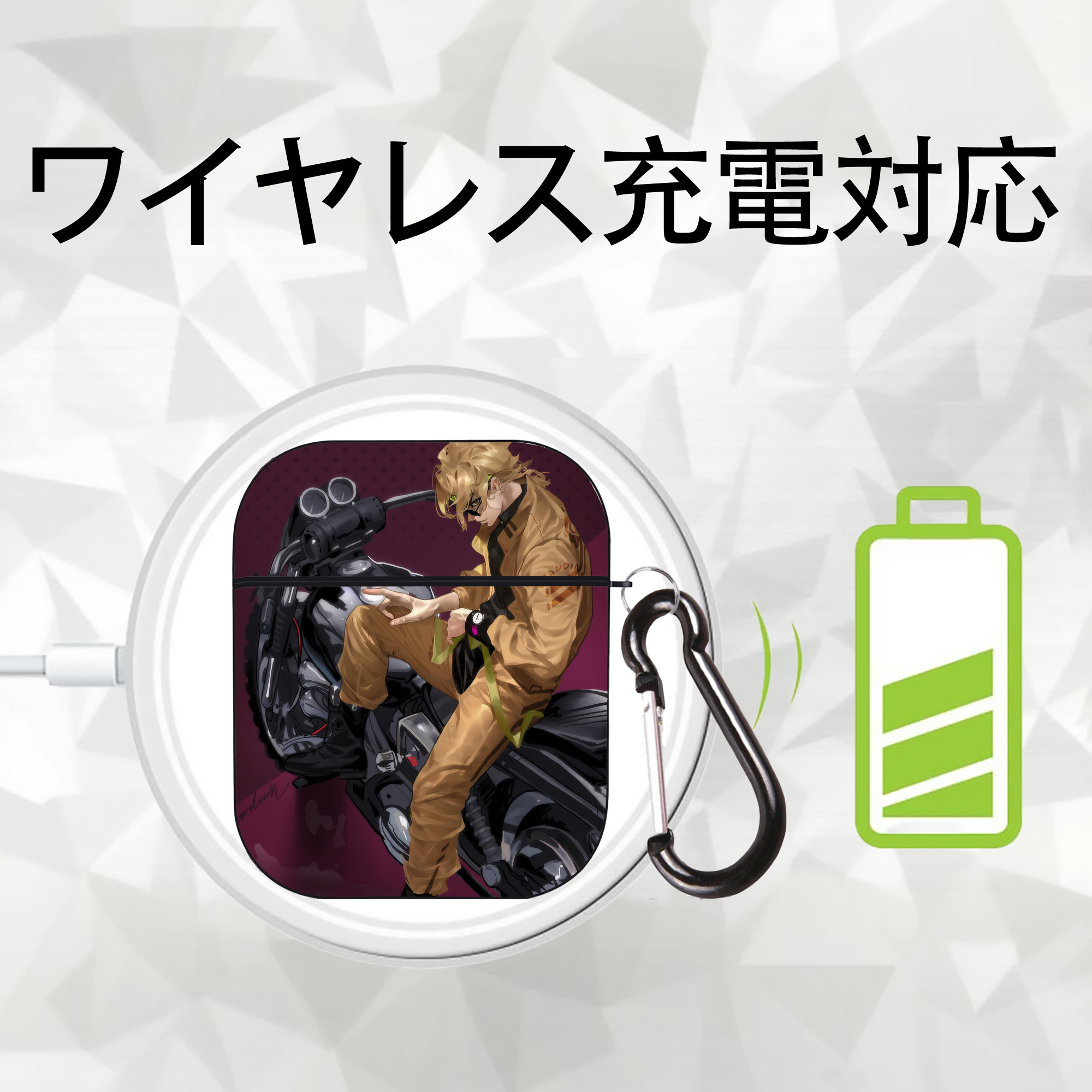 ジョジョの奇妙な冒険 JoJo's Bizarre Adventure AirPods 第2世代保護ケース ハードシェル ブラック 耐衝撃・防指紋・カラビナ付き