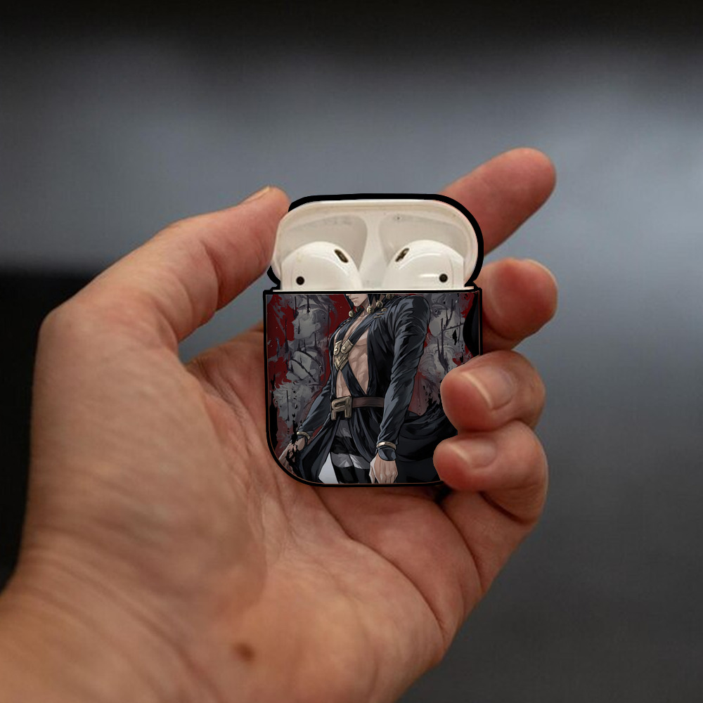 ジョジョの奇妙な冒険 JoJo's Bizarre Adventure AirPods 第2世代保護ケース ハードシェル ブラック 耐衝撃・防指紋・カラビナ付き