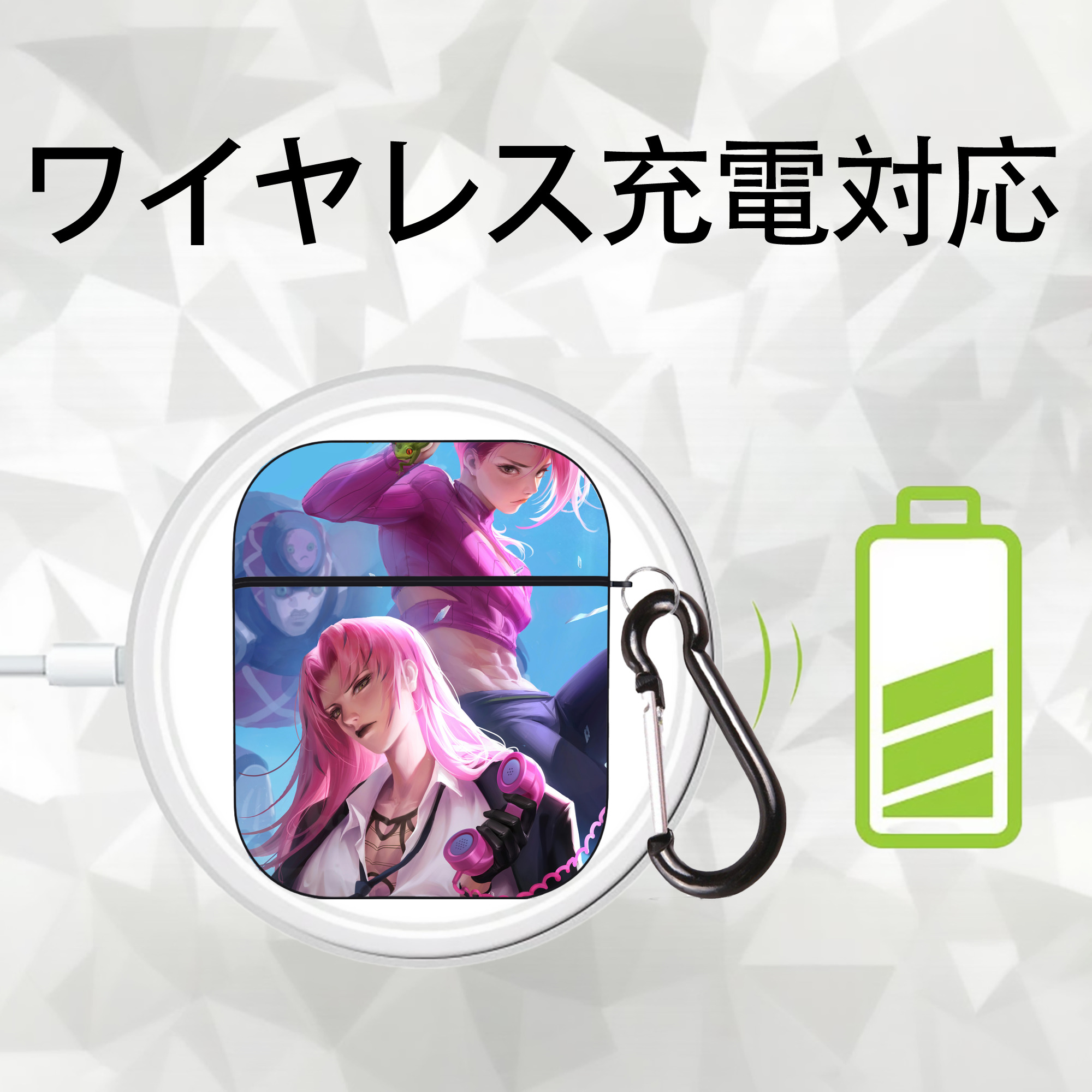 ジョジョの奇妙な冒険 JoJo's Bizarre Adventure AirPods 第2世代保護ケース ハードシェル ブラック 耐衝撃・防指紋・カラビナ付き
