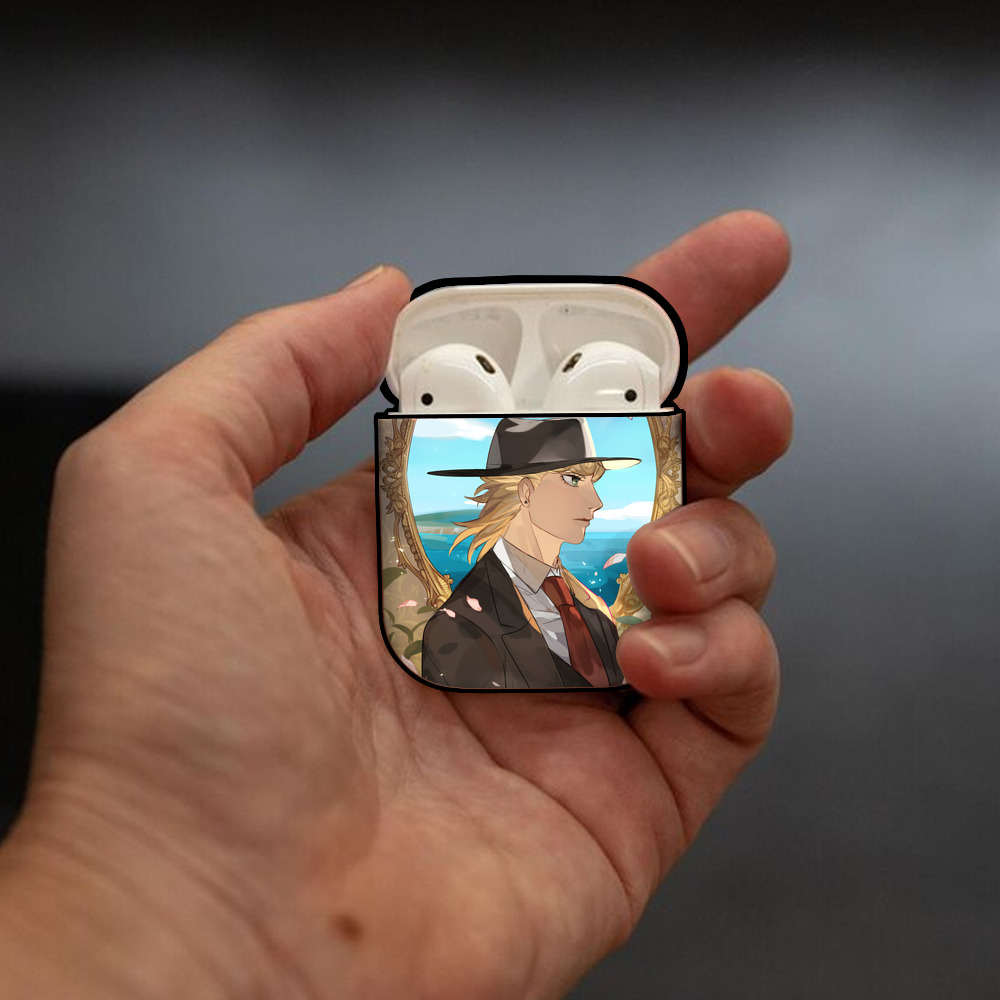 ジョジョの奇妙な冒険 JoJo's Bizarre Adventure AirPods 第2世代保護ケース ハードシェル ブラック 耐衝撃・防指紋・カラビナ付き