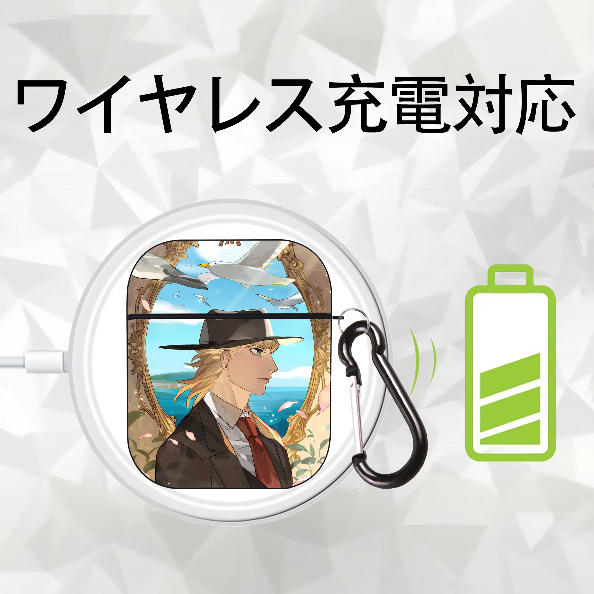 ジョジョの奇妙な冒険 JoJo's Bizarre Adventure AirPods 第2世代保護ケース ハードシェル ブラック 耐衝撃・防指紋・カラビナ付き