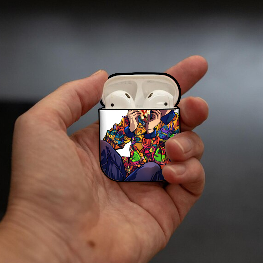 ジョジョの奇妙な冒険 JoJo's Bizarre Adventure AirPods 第2世代保護ケース ハードシェル ブラック 耐衝撃・防指紋・カラビナ付き
