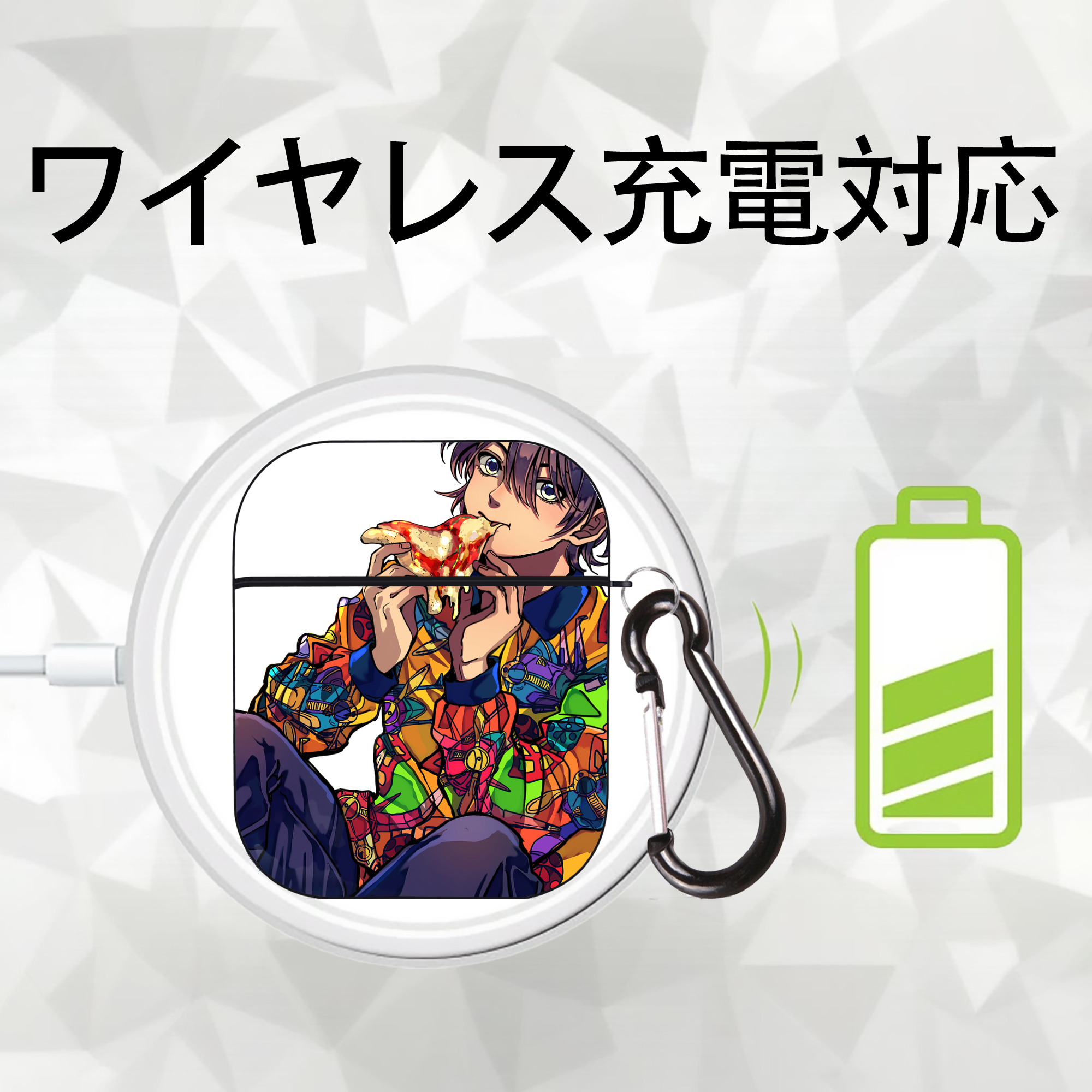 ジョジョの奇妙な冒険 JoJo's Bizarre Adventure AirPods 第2世代保護ケース ハードシェル ブラック 耐衝撃・防指紋・カラビナ付き