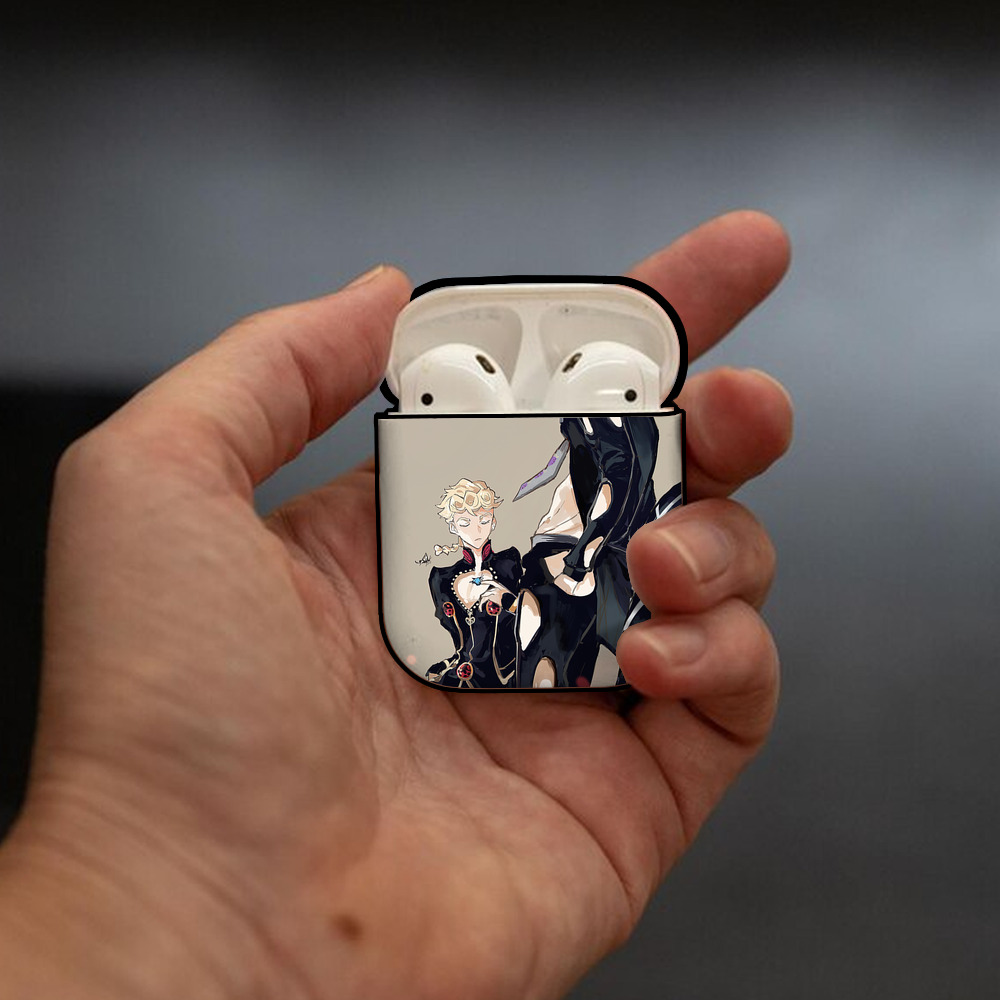 ジョジョの奇妙な冒険 JoJo's Bizarre Adventure AirPods 第2世代保護ケース ハードシェル ブラック 耐衝撃・防指紋・カラビナ付き