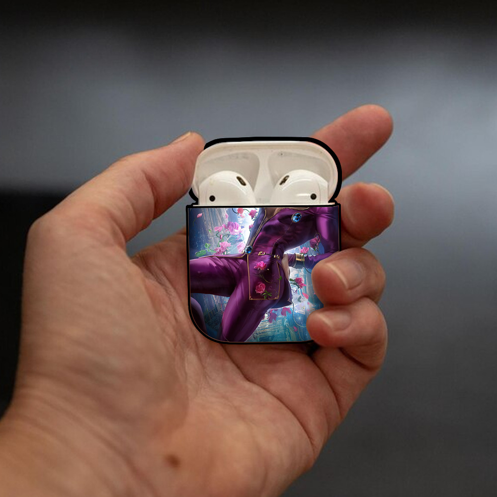 ジョジョの奇妙な冒険 JoJo's Bizarre Adventure AirPods 第2世代保護ケース ハードシェル ブラック 耐衝撃・防指紋・カラビナ付き