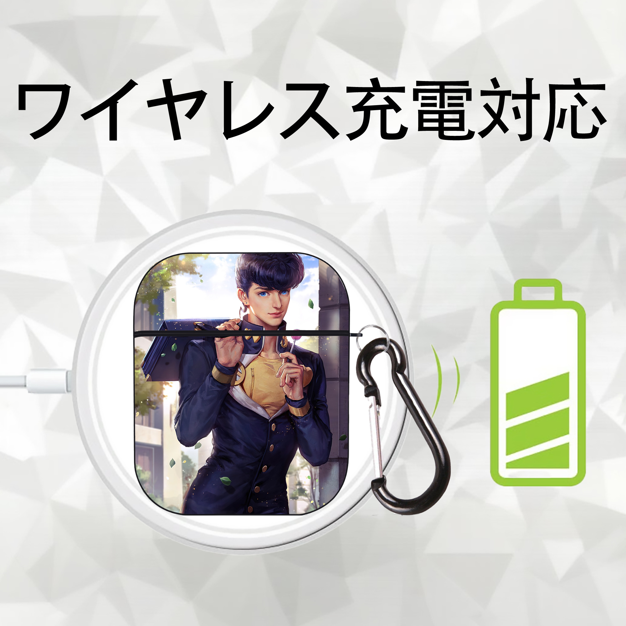 ジョジョの奇妙な冒険 JoJo's Bizarre Adventure AirPods 第2世代保護ケース ハードシェル ブラック 耐衝撃・防指紋・カラビナ付き