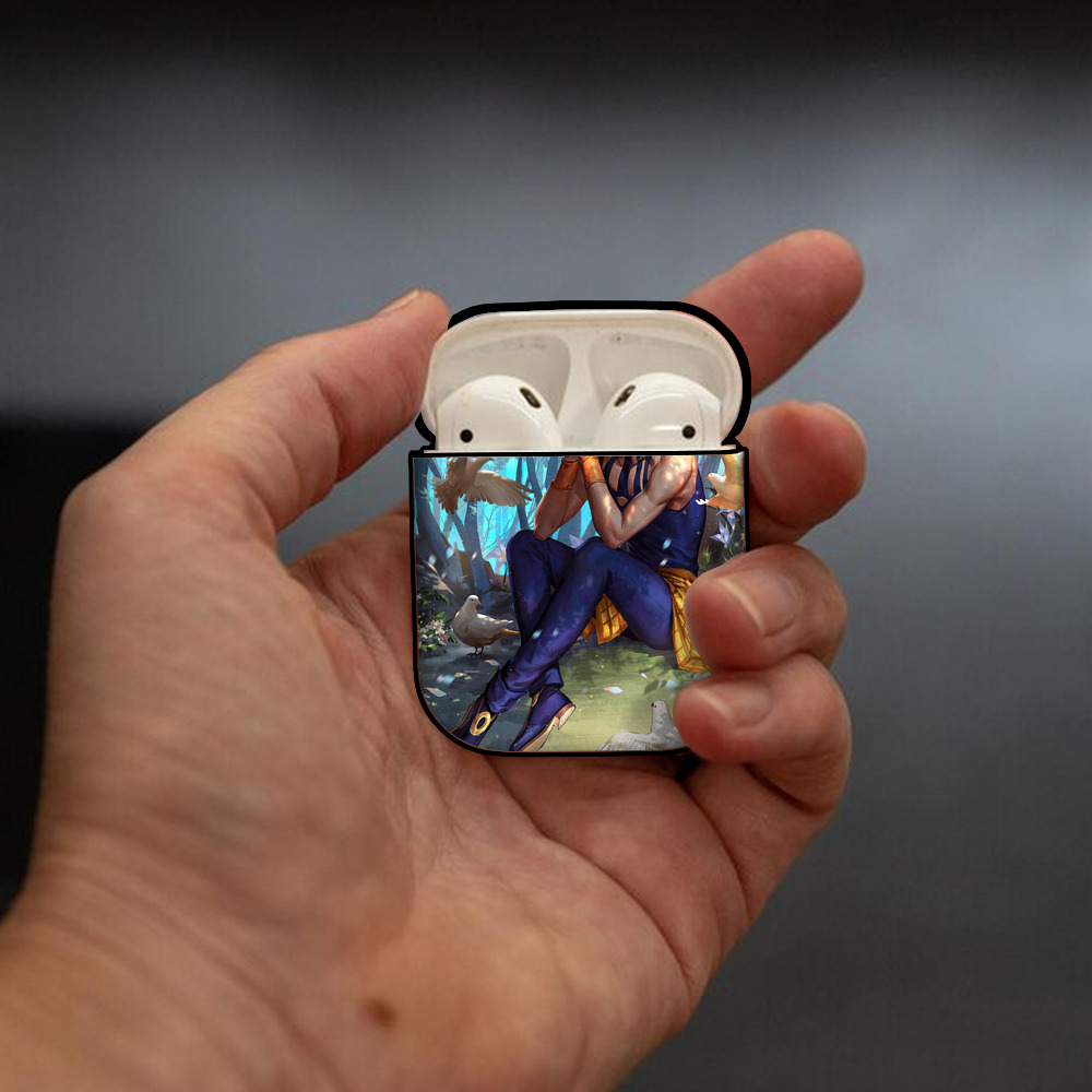 ジョジョの奇妙な冒険 JoJo's Bizarre Adventure AirPods 第2世代保護ケース ハードシェル ブラック 耐衝撃・防指紋・カラビナ付き