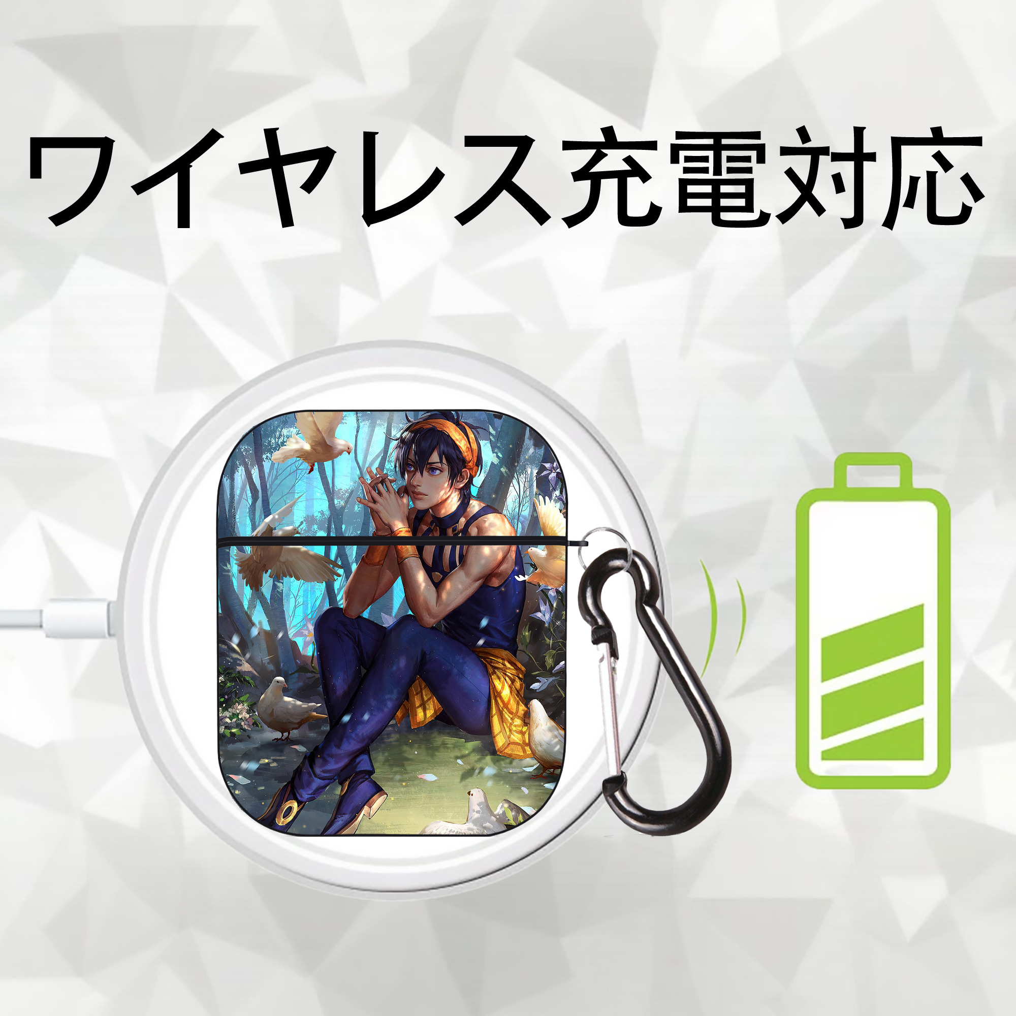 ジョジョの奇妙な冒険 JoJo's Bizarre Adventure AirPods 第2世代保護ケース ハードシェル ブラック 耐衝撃・防指紋・カラビナ付き