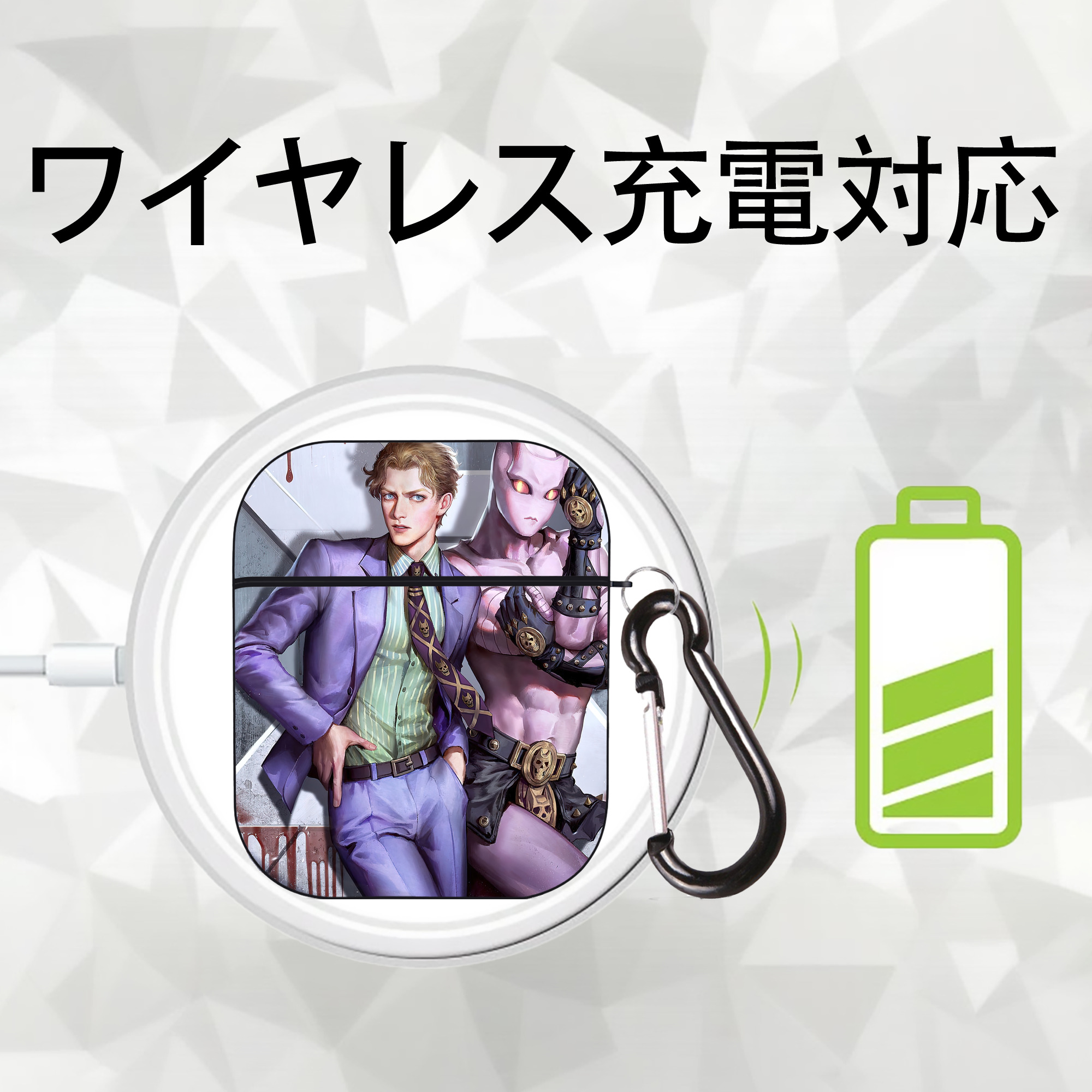 ジョジョの奇妙な冒険 JoJo's Bizarre Adventure AirPods 第2世代保護ケース ハードシェル ブラック 耐衝撃・防指紋・カラビナ付き