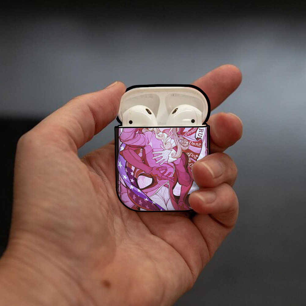 ジョジョの奇妙な冒険 JoJo's Bizarre Adventure AirPods 第2世代保護ケース ハードシェル ブラック 耐衝撃・防指紋・カラビナ付き
