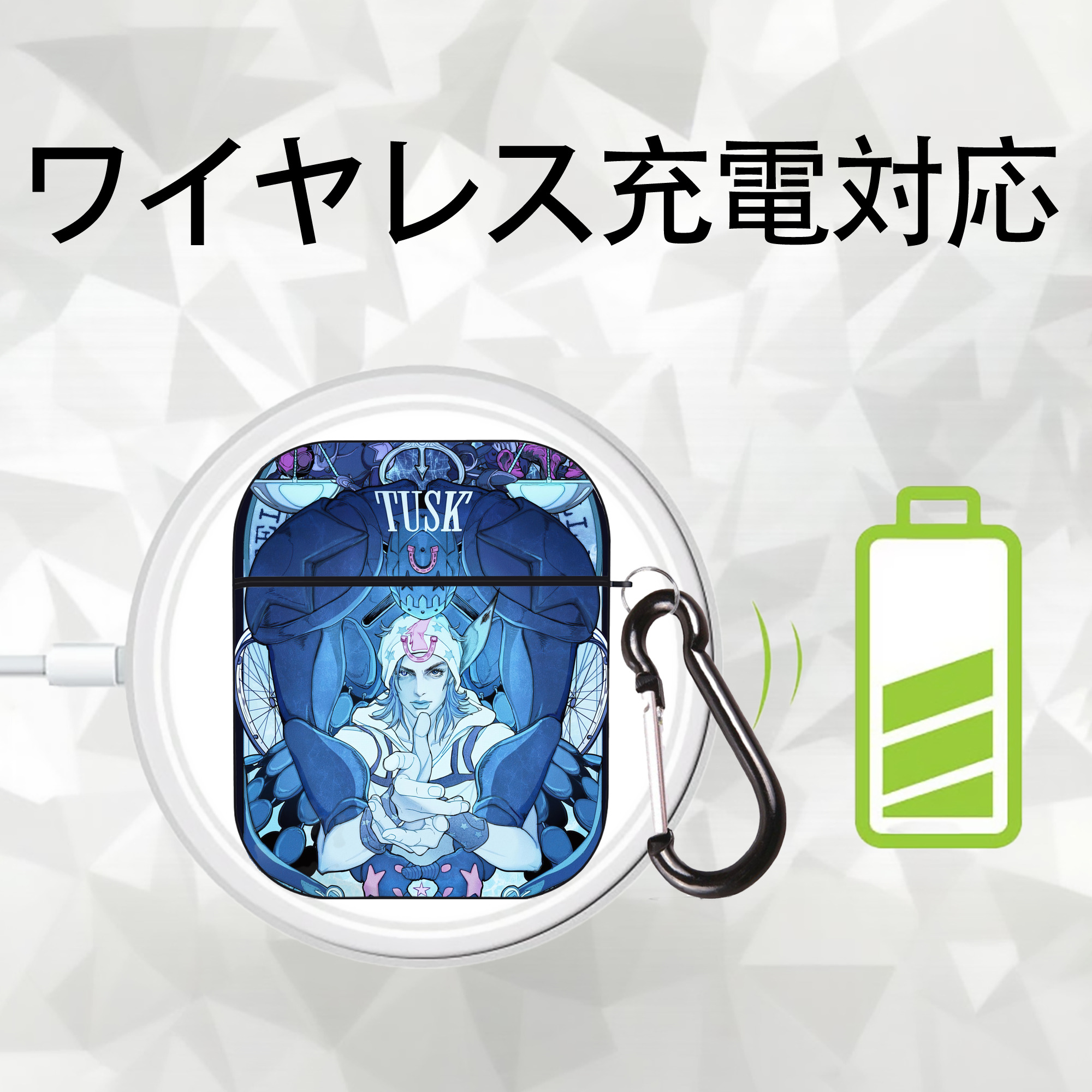 ジョジョの奇妙な冒険 JoJo's Bizarre Adventure AirPods 第2世代保護ケース ハードシェル ブラック 耐衝撃・防指紋・カラビナ付き