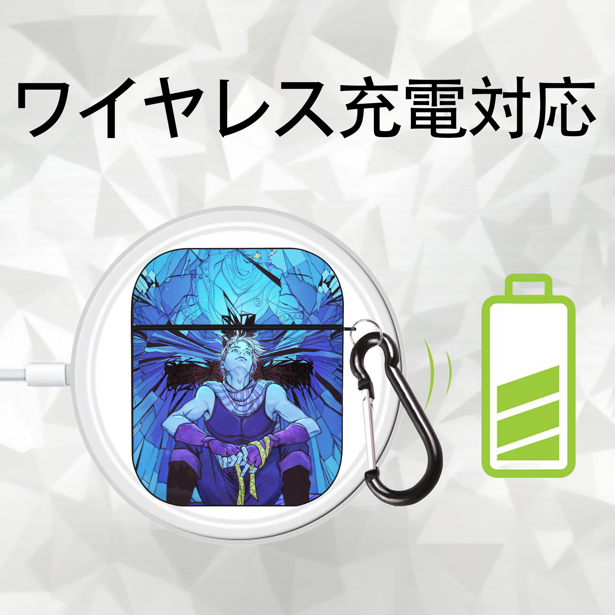 ジョジョの奇妙な冒険 JoJo's Bizarre Adventure AirPods 第2世代保護ケース ハードシェル ブラック 耐衝撃・防指紋・カラビナ付き
