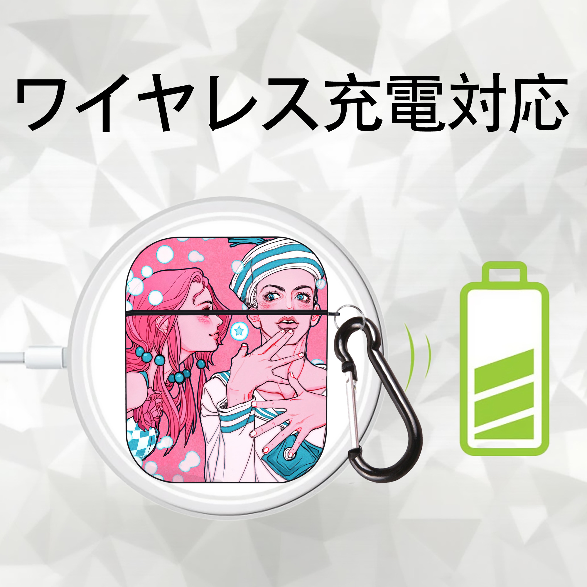 ジョジョの奇妙な冒険 JoJo's Bizarre Adventure AirPods 第2世代保護ケース ハードシェル ブラック 耐衝撃・防指紋・カラビナ付き