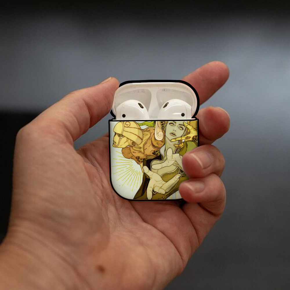 ジョジョの奇妙な冒険 JoJo's Bizarre Adventure AirPods 第2世代保護ケース ハードシェル ブラック 耐衝撃・防指紋・カラビナ付き