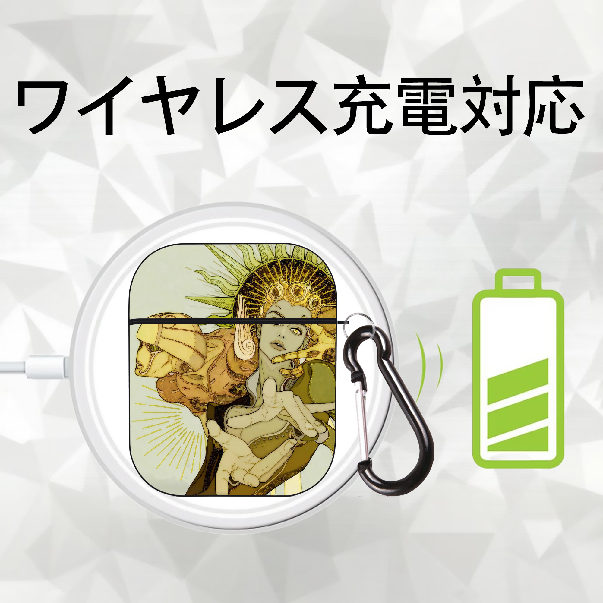ジョジョの奇妙な冒険 JoJo's Bizarre Adventure AirPods 第2世代保護ケース ハードシェル ブラック 耐衝撃・防指紋・カラビナ付き