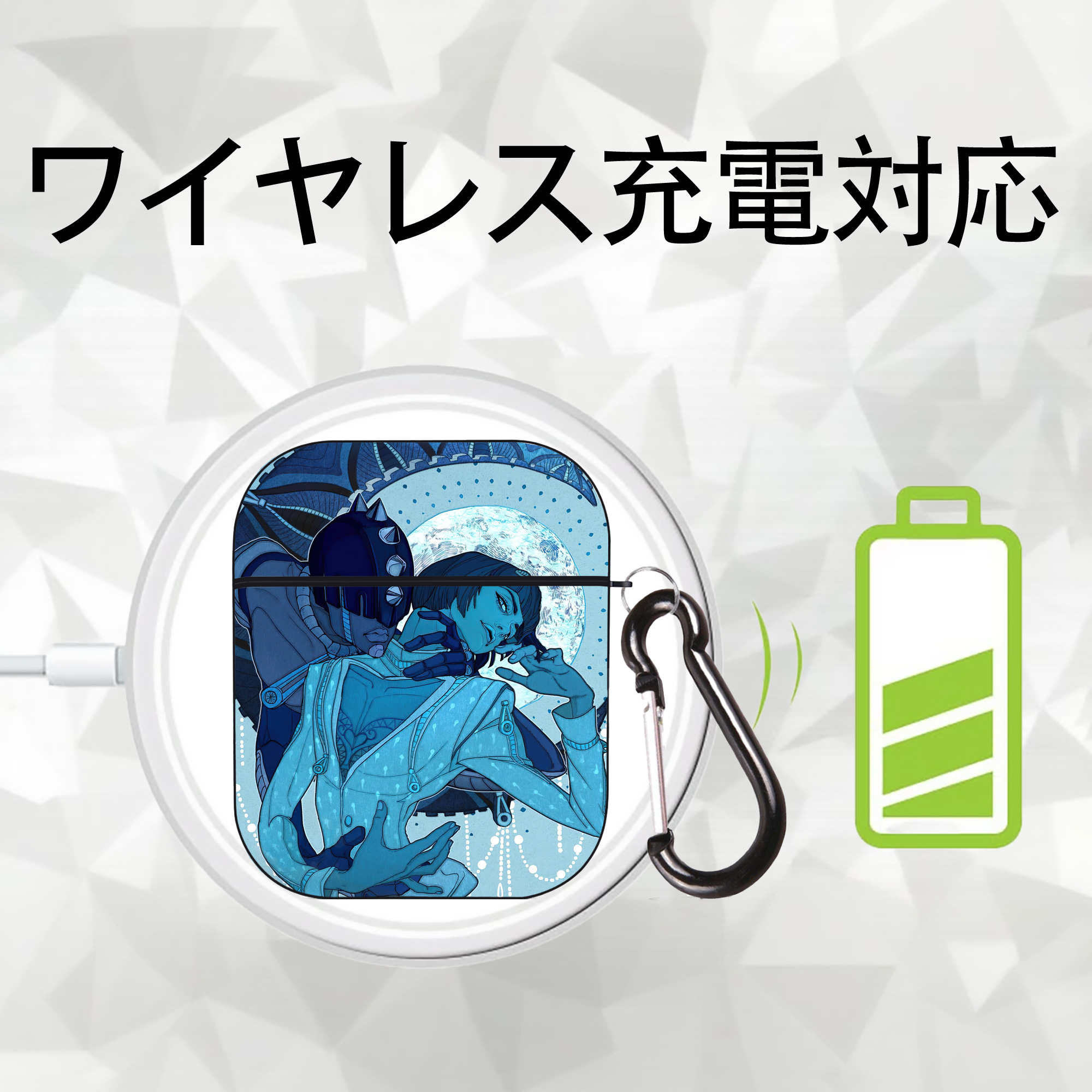 ジョジョの奇妙な冒険 JoJo's Bizarre Adventure AirPods 第2世代保護ケース ハードシェル ブラック 耐衝撃・防指紋・カラビナ付き