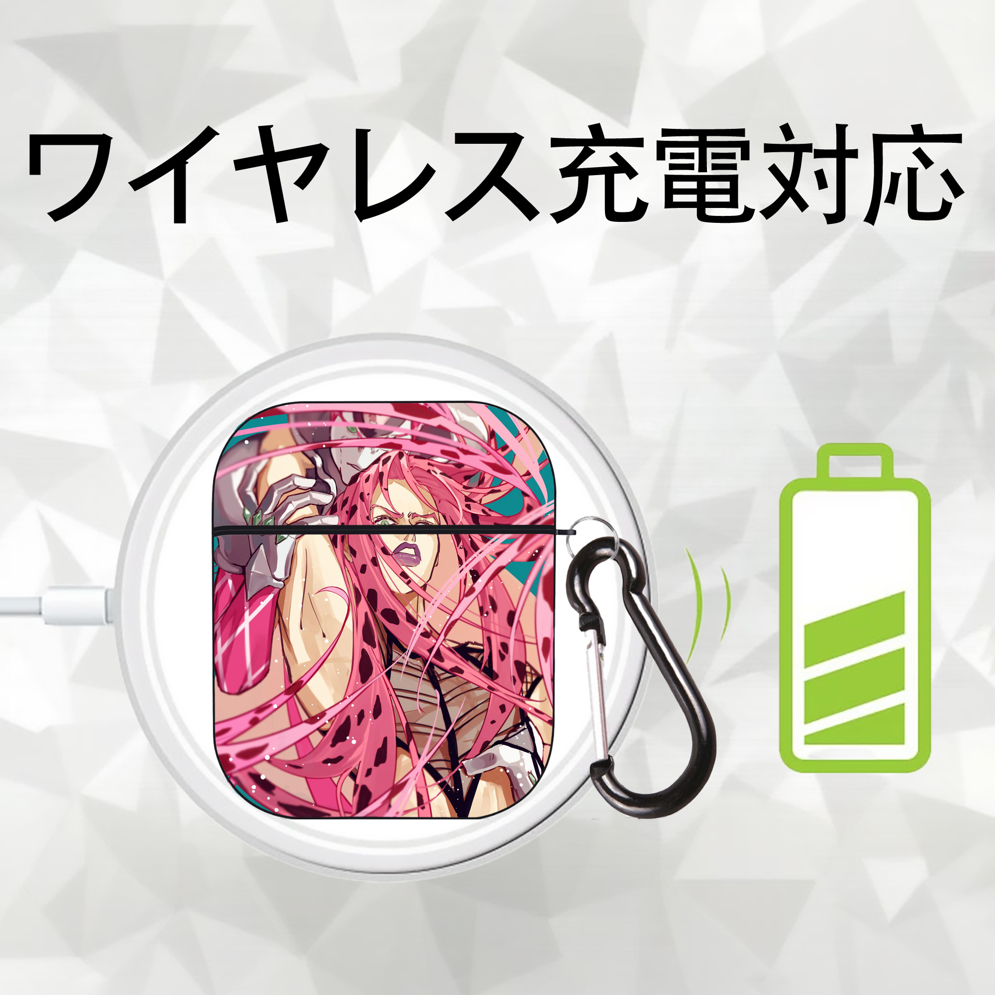 ジョジョの奇妙な冒険 JoJo's Bizarre Adventure AirPods 第2世代保護ケース ハードシェル ブラック 耐衝撃・防指紋・カラビナ付き