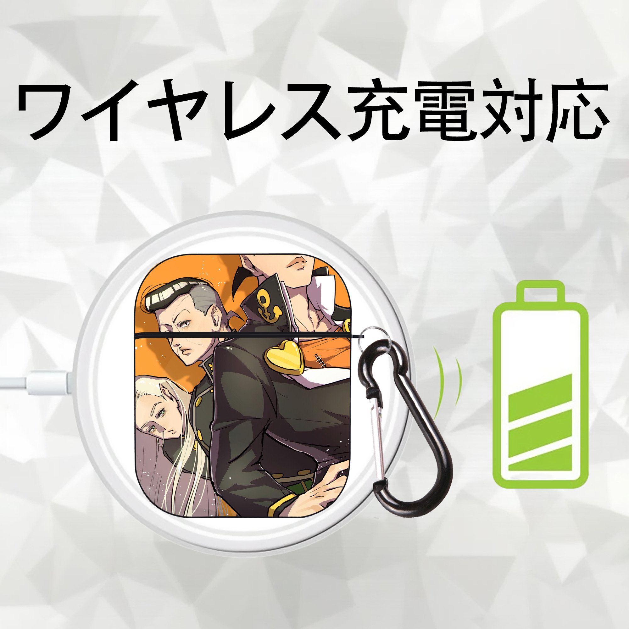 ジョジョの奇妙な冒険 JoJo's Bizarre Adventure AirPods 第2世代保護ケース ハードシェル ブラック 耐衝撃・防指紋・カラビナ付き