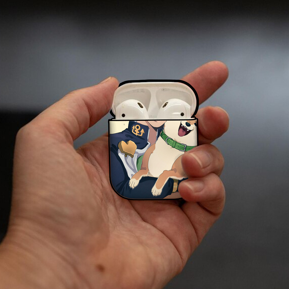 ジョジョの奇妙な冒険 JoJo's Bizarre Adventure AirPods 第2世代保護ケース ハードシェル ブラック 耐衝撃・防指紋・カラビナ付き