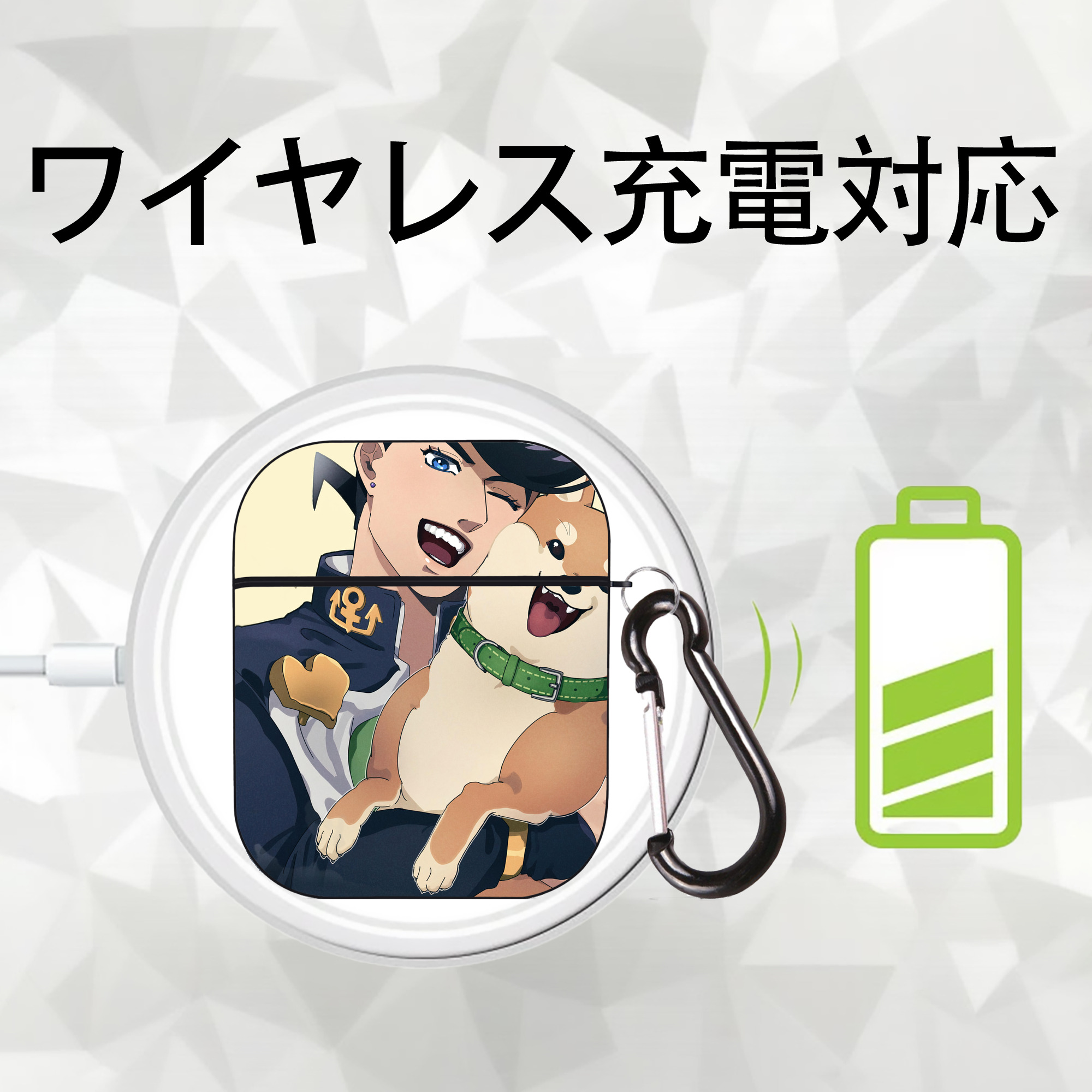 ジョジョの奇妙な冒険 JoJo's Bizarre Adventure AirPods 第2世代保護ケース ハードシェル ブラック 耐衝撃・防指紋・カラビナ付き