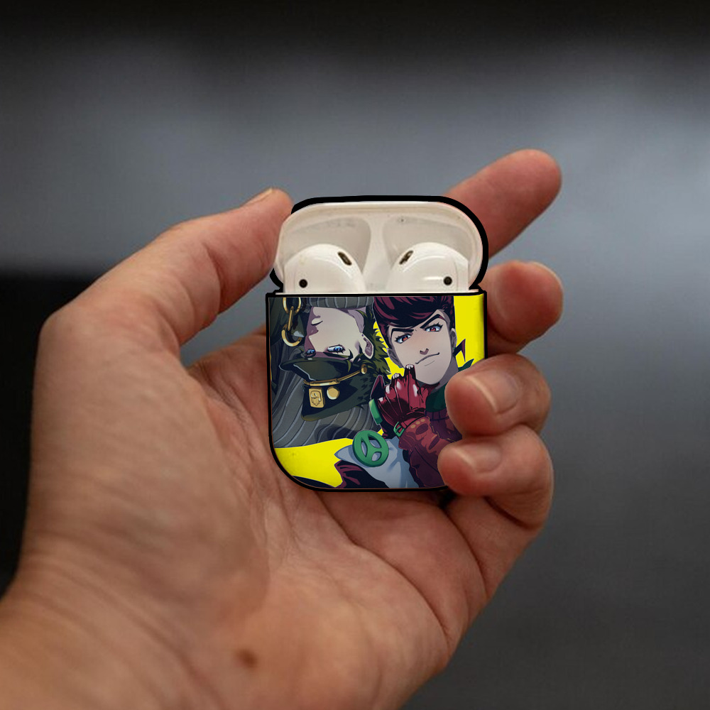 ジョジョの奇妙な冒険 JoJo's Bizarre Adventure AirPods 第2世代保護ケース ハードシェル ブラック 耐衝撃・防指紋・カラビナ付き