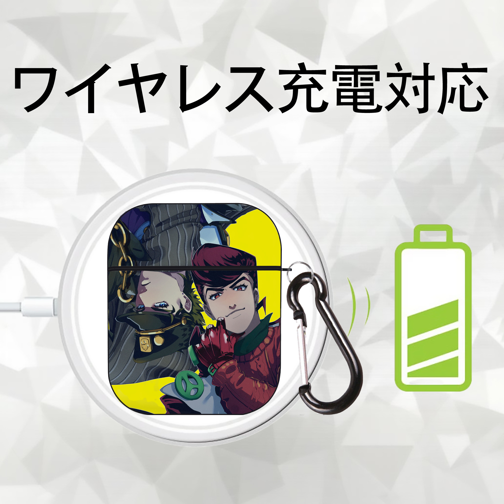 ジョジョの奇妙な冒険 JoJo's Bizarre Adventure AirPods 第2世代保護ケース ハードシェル ブラック 耐衝撃・防指紋・カラビナ付き