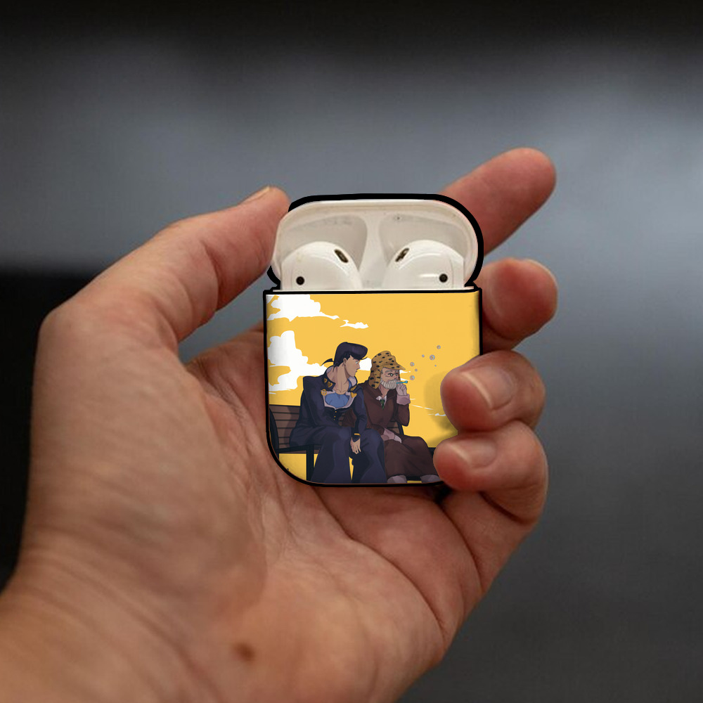 ジョジョの奇妙な冒険 JoJo's Bizarre Adventure AirPods 第2世代保護ケース ハードシェル ブラック 耐衝撃・防指紋・カラビナ付き
