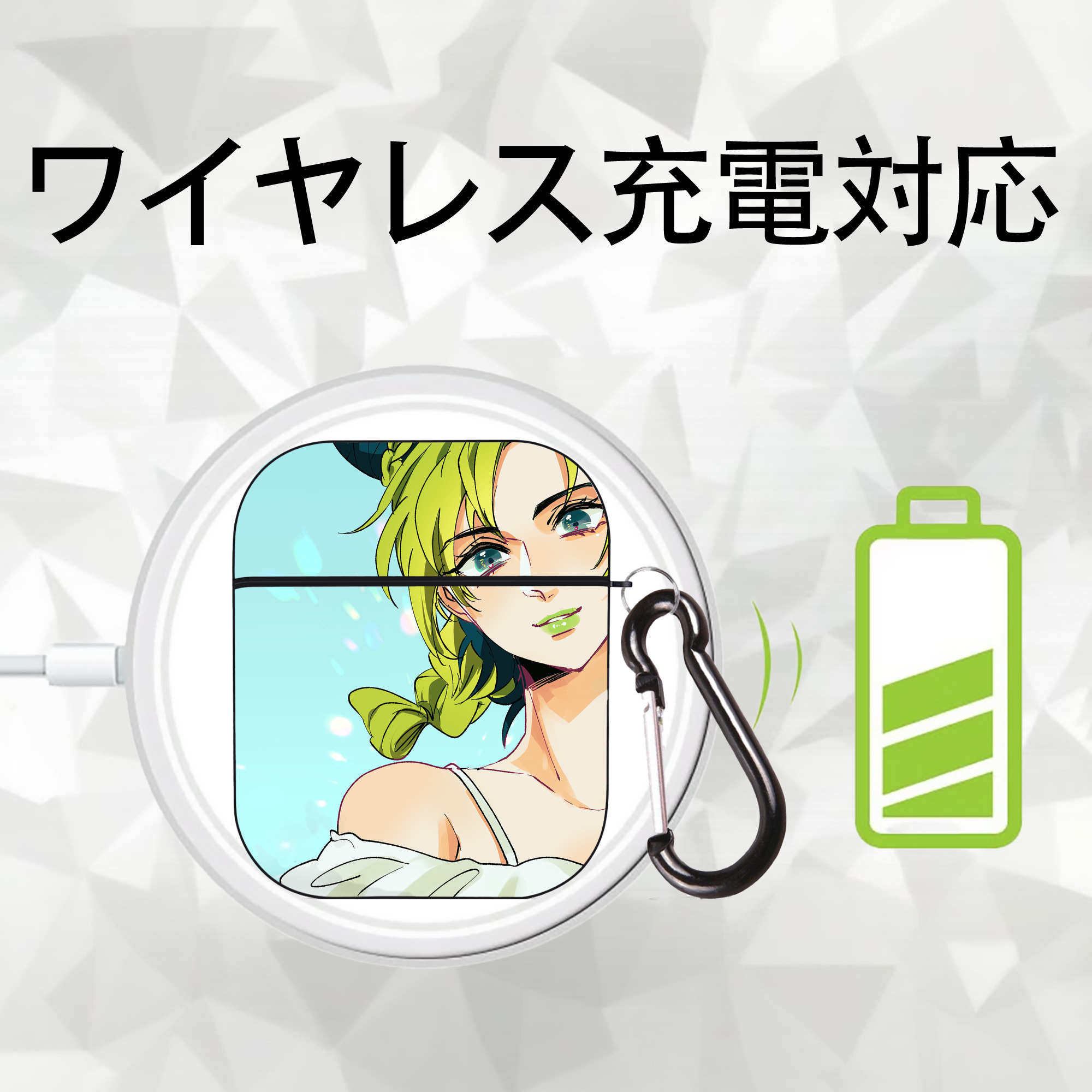 ジョジョの奇妙な冒険 JoJo's Bizarre Adventure AirPods 第2世代保護ケース ハードシェル ブラック 耐衝撃・防指紋・カラビナ付き