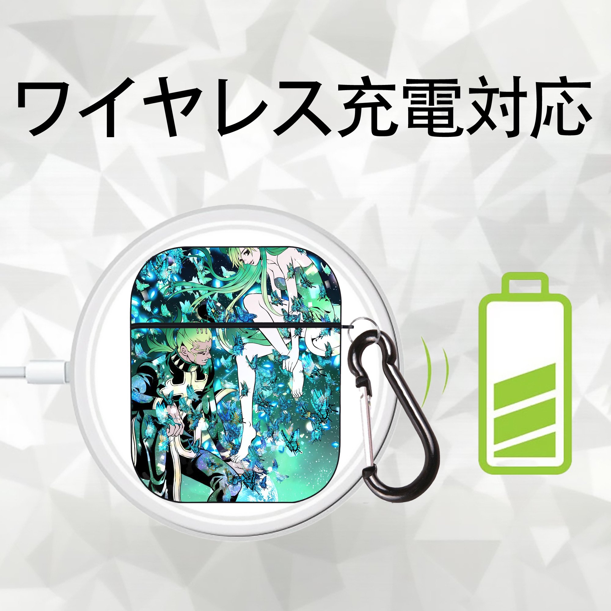 ジョジョの奇妙な冒険 JoJo's Bizarre Adventure AirPods 第2世代保護ケース ハードシェル ブラック 耐衝撃・防指紋・カラビナ付き