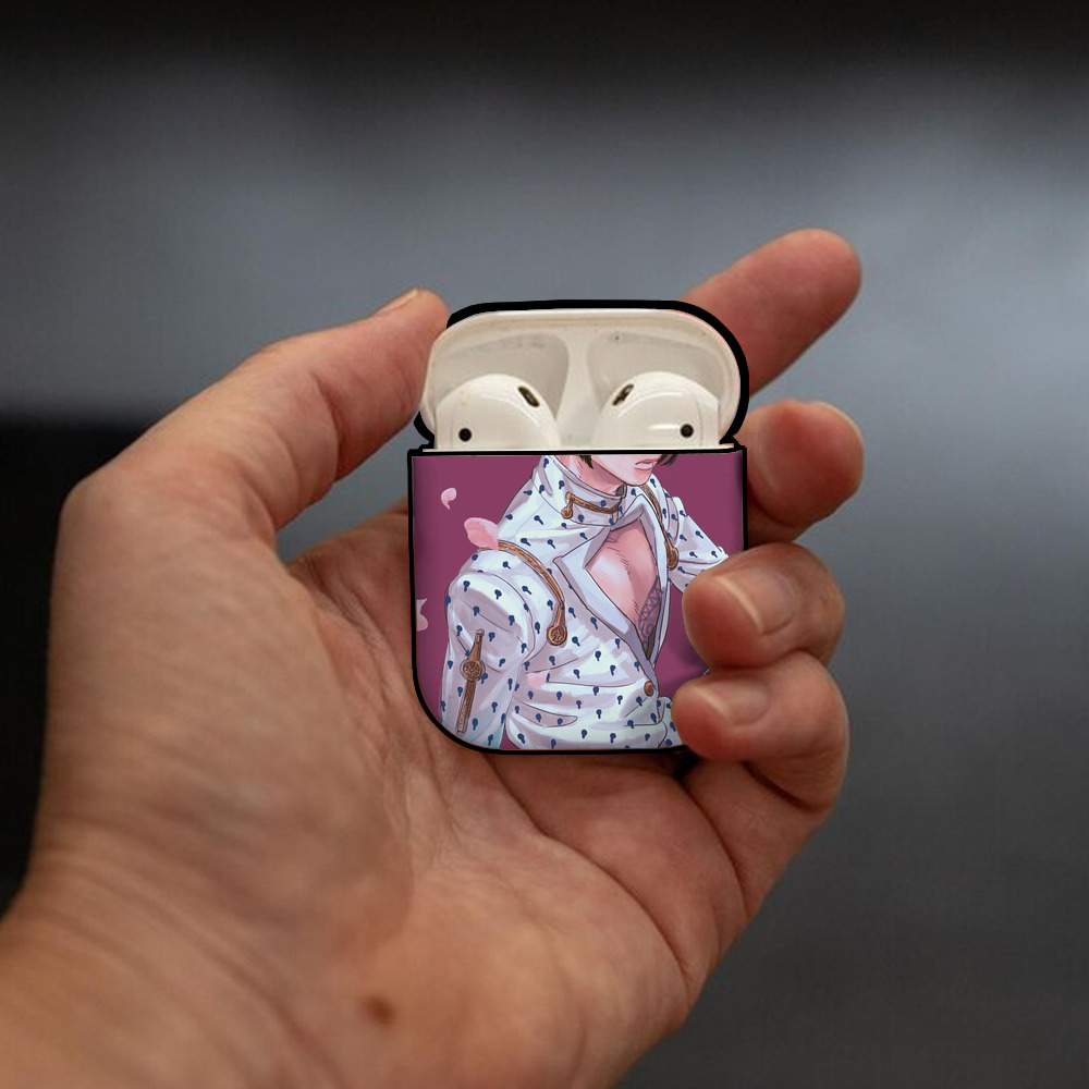 ジョジョの奇妙な冒険 JoJo's Bizarre Adventure AirPods 第2世代保護ケース ハードシェル ブラック 耐衝撃・防指紋・カラビナ付き