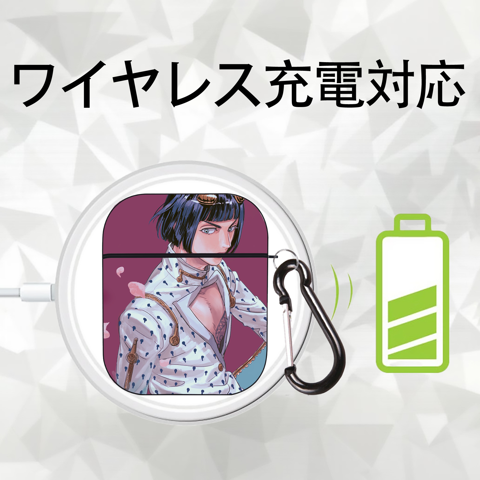 ジョジョの奇妙な冒険 JoJo's Bizarre Adventure AirPods 第2世代保護ケース ハードシェル ブラック 耐衝撃・防指紋・カラビナ付き