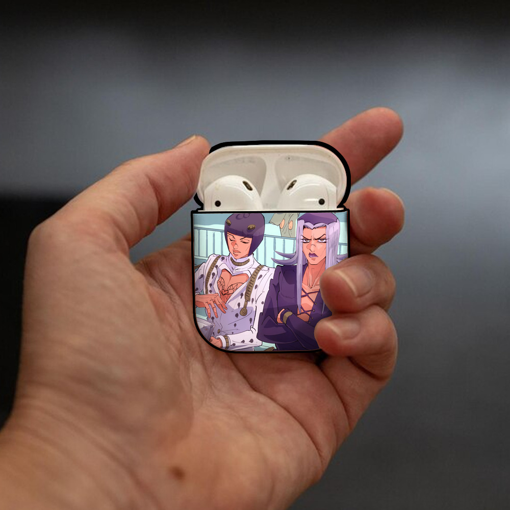 ジョジョの奇妙な冒険 JoJo's Bizarre Adventure AirPods 第2世代保護ケース ハードシェル ブラック 耐衝撃・防指紋・カラビナ付き