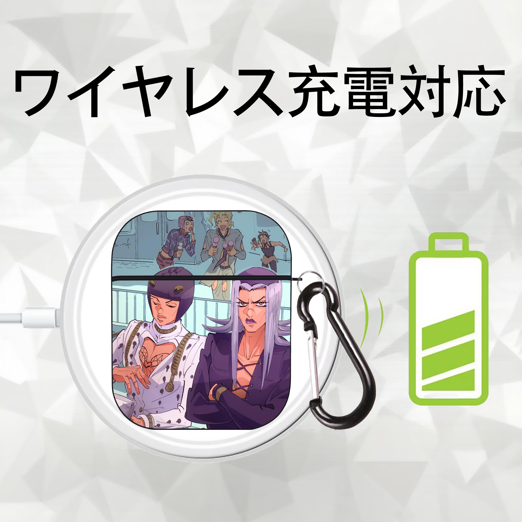 ジョジョの奇妙な冒険 JoJo's Bizarre Adventure AirPods 第2世代保護ケース ハードシェル ブラック 耐衝撃・防指紋・カラビナ付き