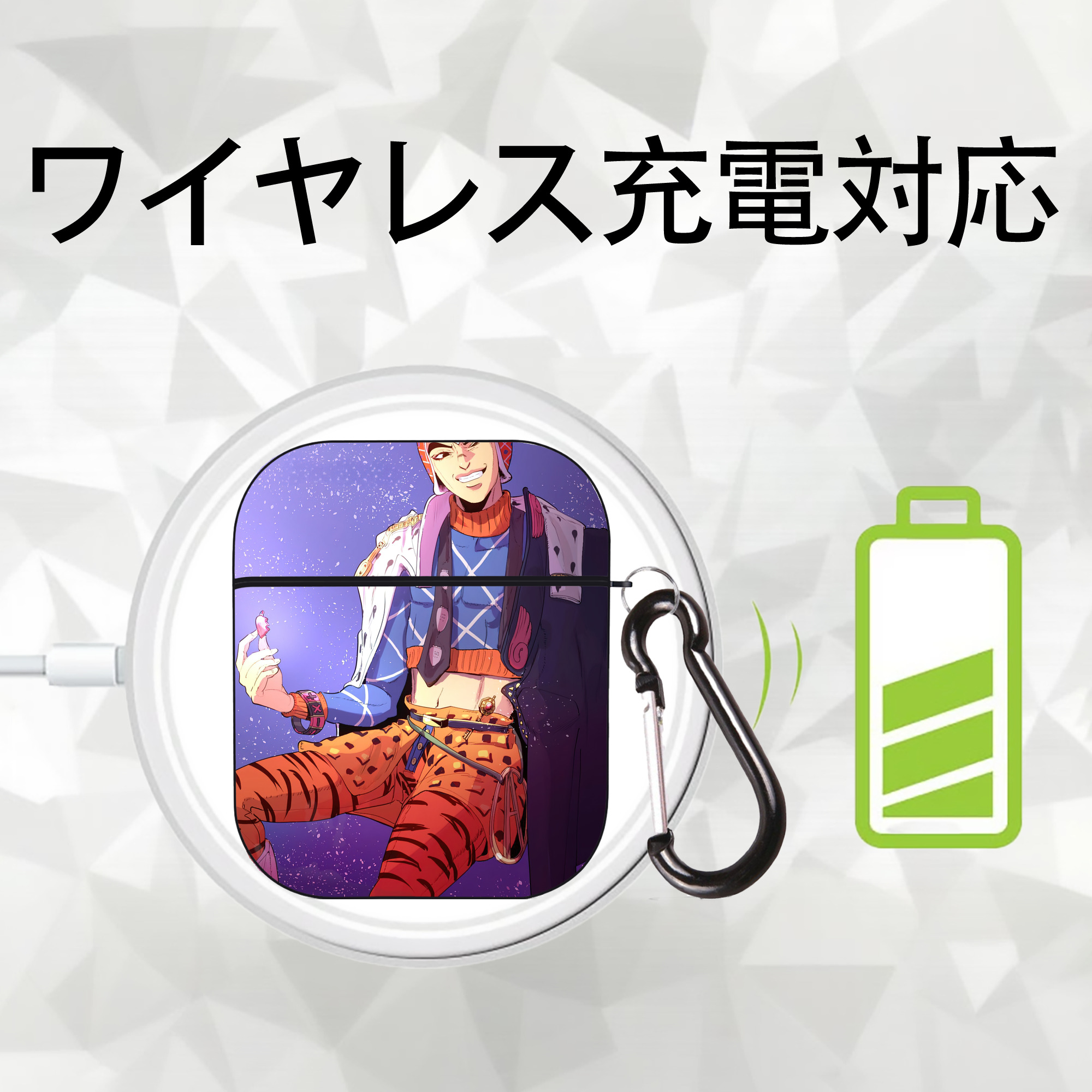 ジョジョの奇妙な冒険 JoJo's Bizarre Adventure AirPods 第2世代保護ケース ハードシェル ブラック 耐衝撃・防指紋・カラビナ付き