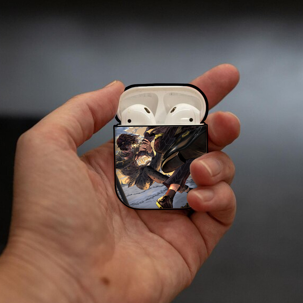 ジョジョの奇妙な冒険 JoJo's Bizarre Adventure AirPods 第2世代保護ケース ハードシェル ブラック 耐衝撃・防指紋・カラビナ付き