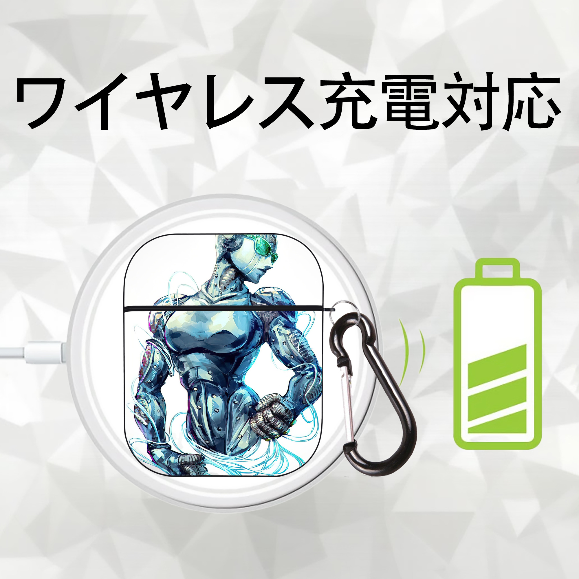 ジョジョの奇妙な冒険 JoJo's Bizarre Adventure AirPods 第2世代保護ケース ハードシェル ブラック 耐衝撃・防指紋・カラビナ付き