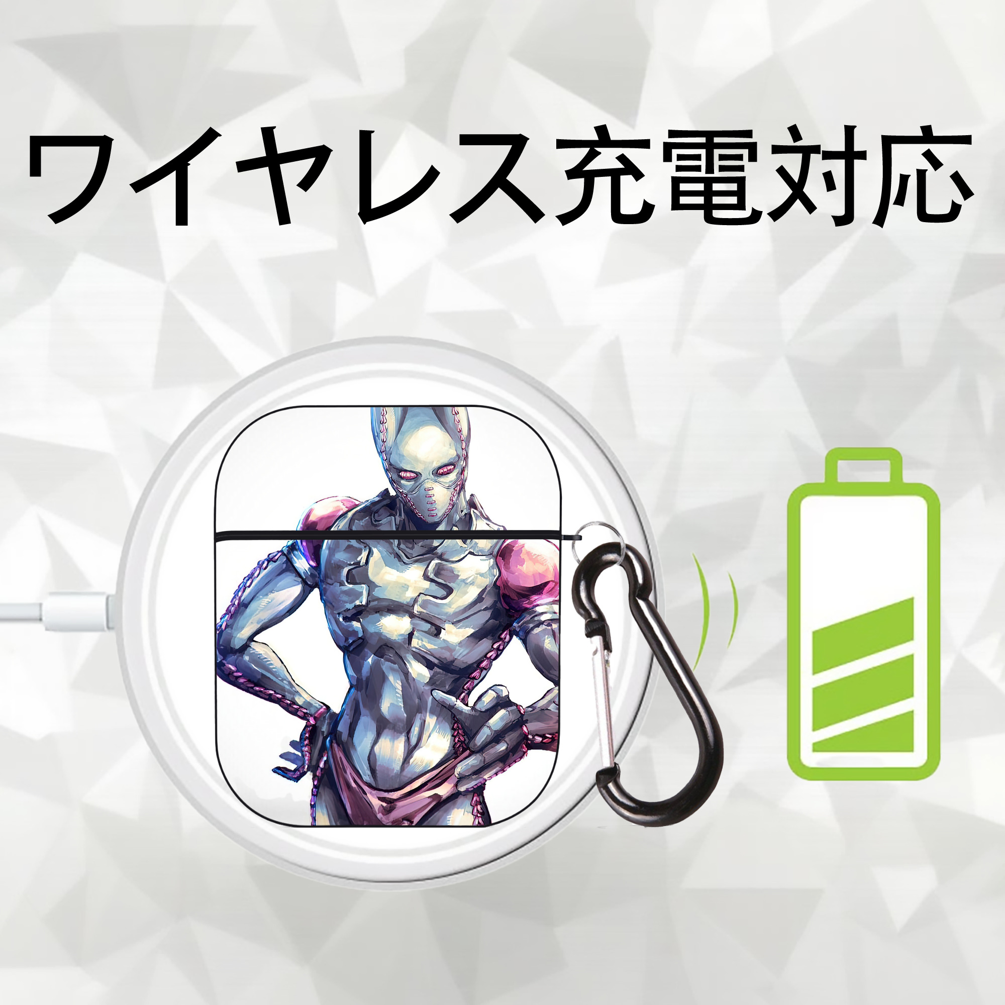 ジョジョの奇妙な冒険 JoJo's Bizarre Adventure AirPods 第2世代保護ケース ハードシェル ブラック 耐衝撃・防指紋・カラビナ付き