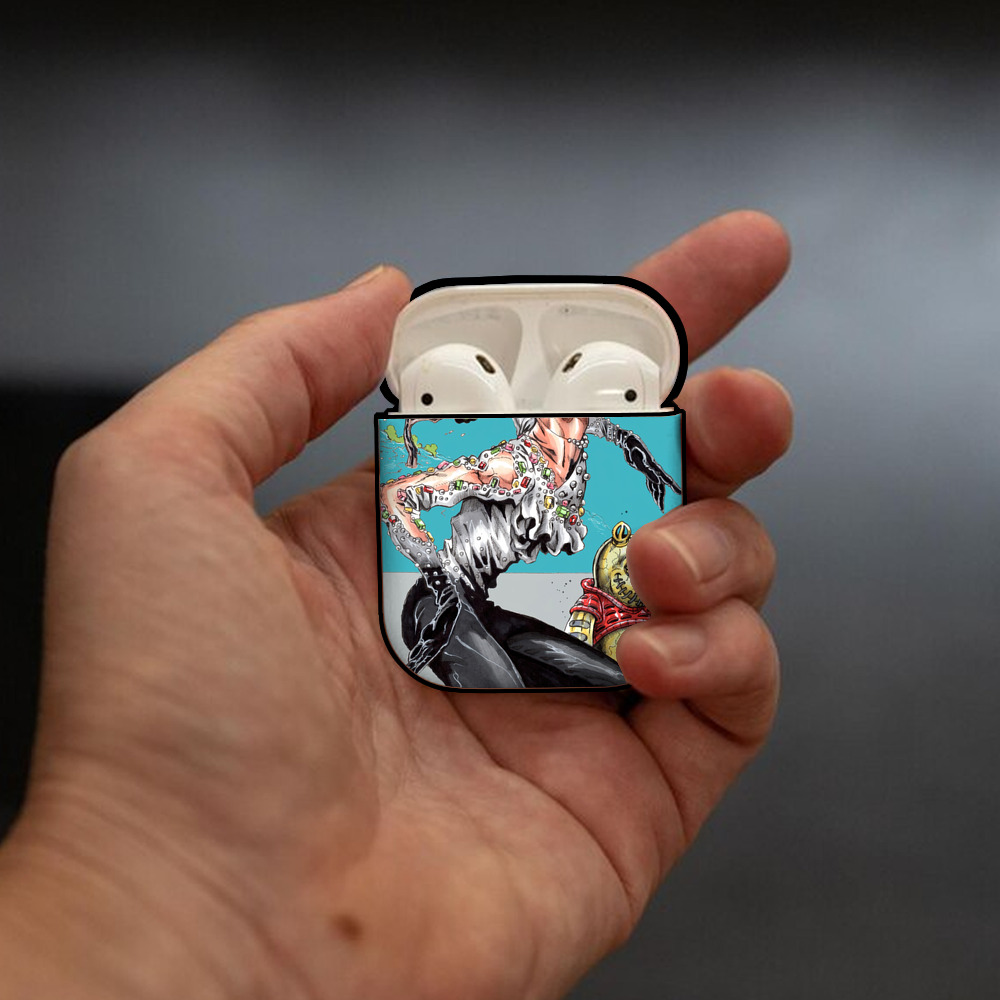 ジョジョの奇妙な冒険 JoJo's Bizarre Adventure AirPods 第2世代保護ケース ハードシェル ブラック 耐衝撃・防指紋・カラビナ付き