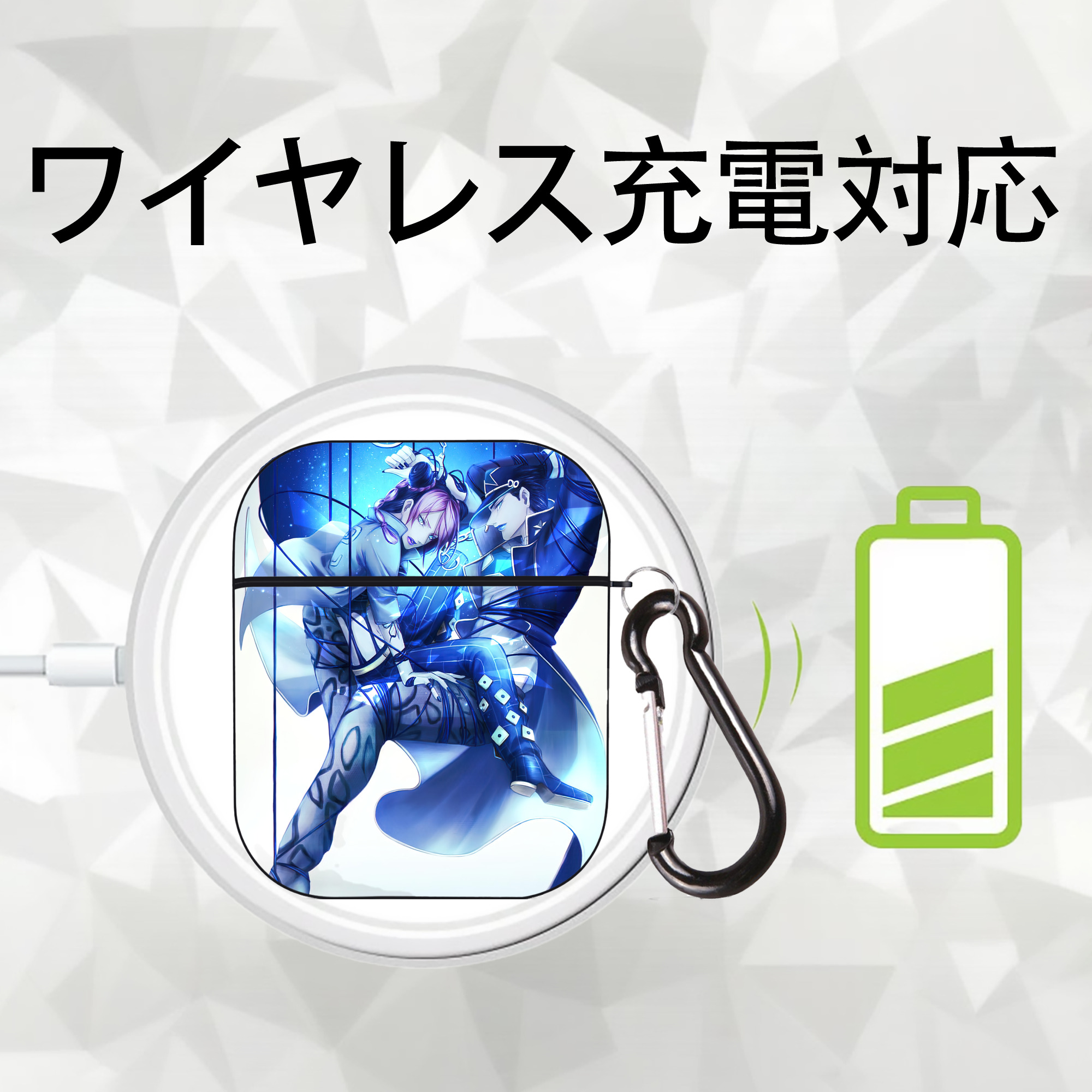 ジョジョの奇妙な冒険 JoJo's Bizarre Adventure AirPods 第2世代保護ケース ハードシェル ブラック 耐衝撃・防指紋・カラビナ付き