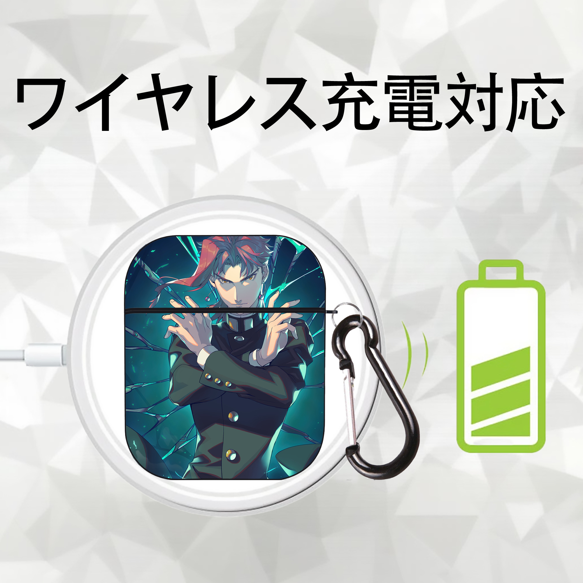 ジョジョの奇妙な冒険 JoJo's Bizarre Adventure AirPods 第2世代保護ケース ハードシェル ブラック 耐衝撃・防指紋・カラビナ付き