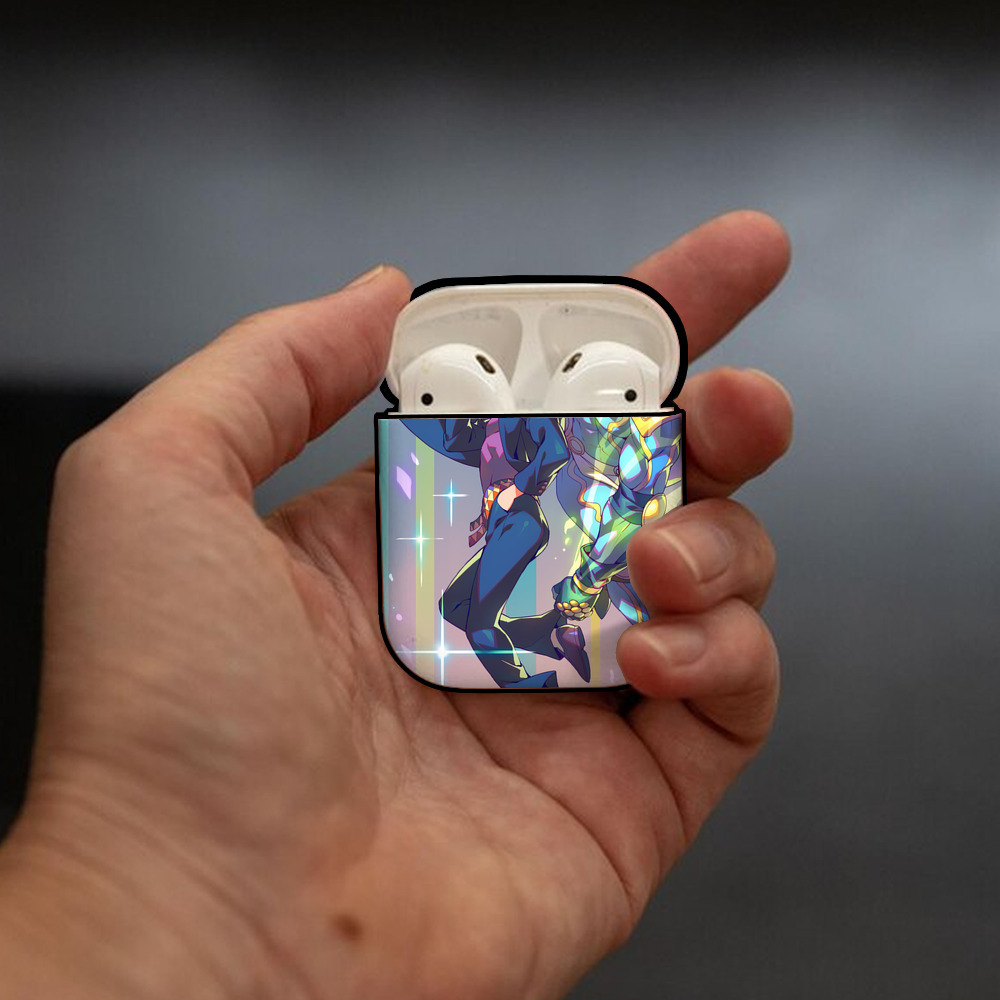 ジョジョの奇妙な冒険 JoJo's Bizarre Adventure AirPods 第2世代保護ケース ハードシェル ブラック 耐衝撃・防指紋・カラビナ付き